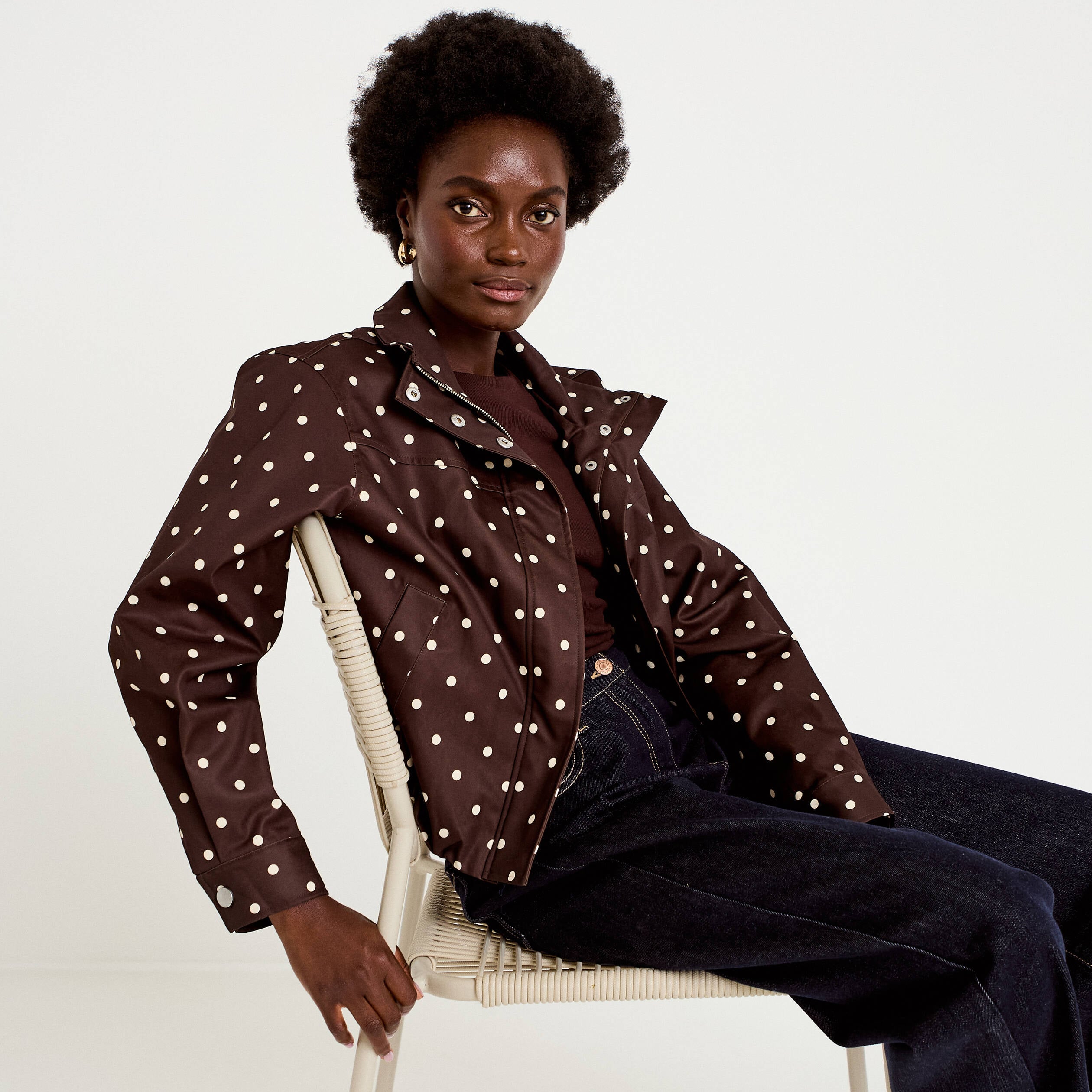 Veste oversize manches longues marron chocolat femme