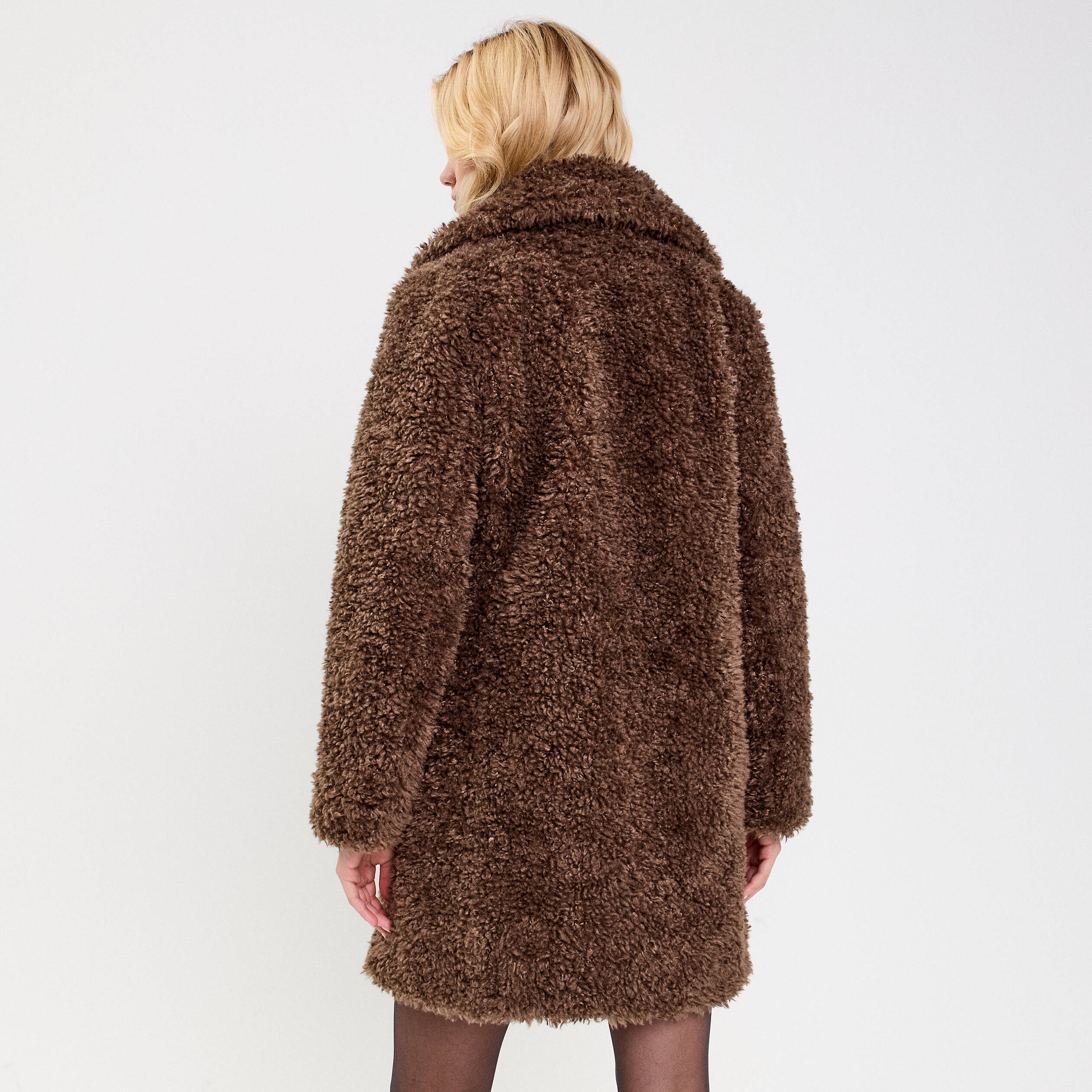 Manteau fausse fourrure marron femme