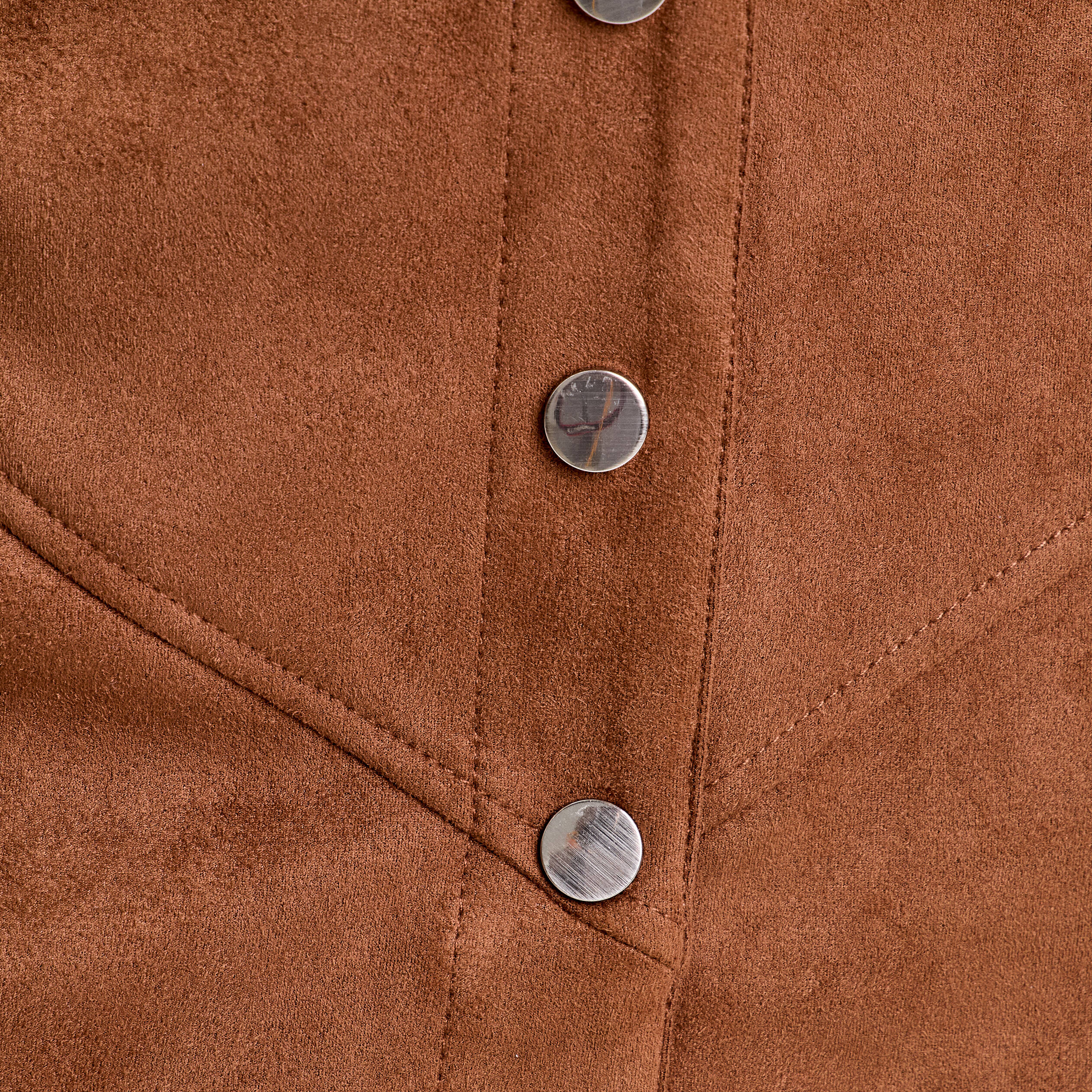 Jupe trap&egrave;ze courte aspect daim marron femme