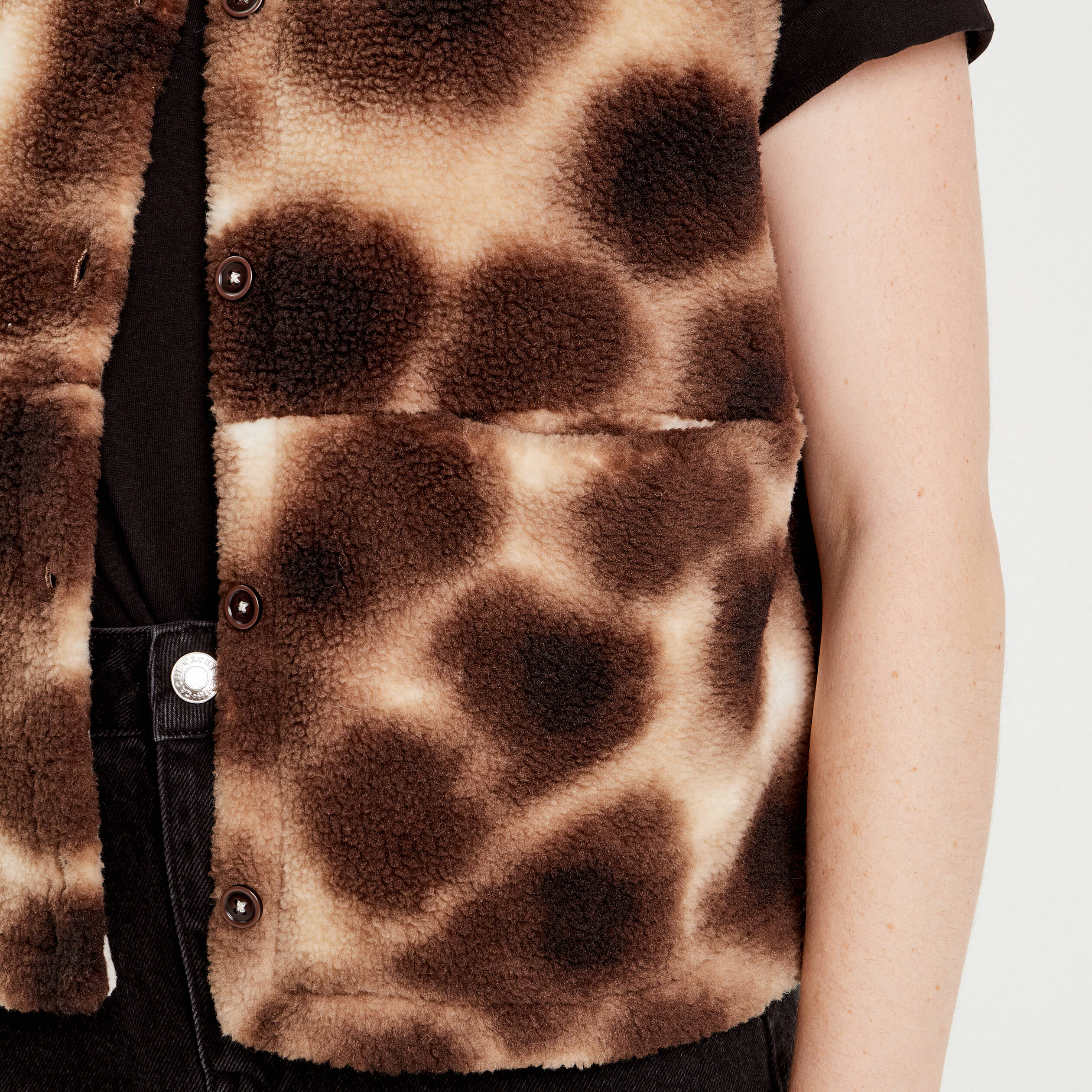 gilet sans manches effet polaire marron femme Gilet sans manches effet polaire marron femme