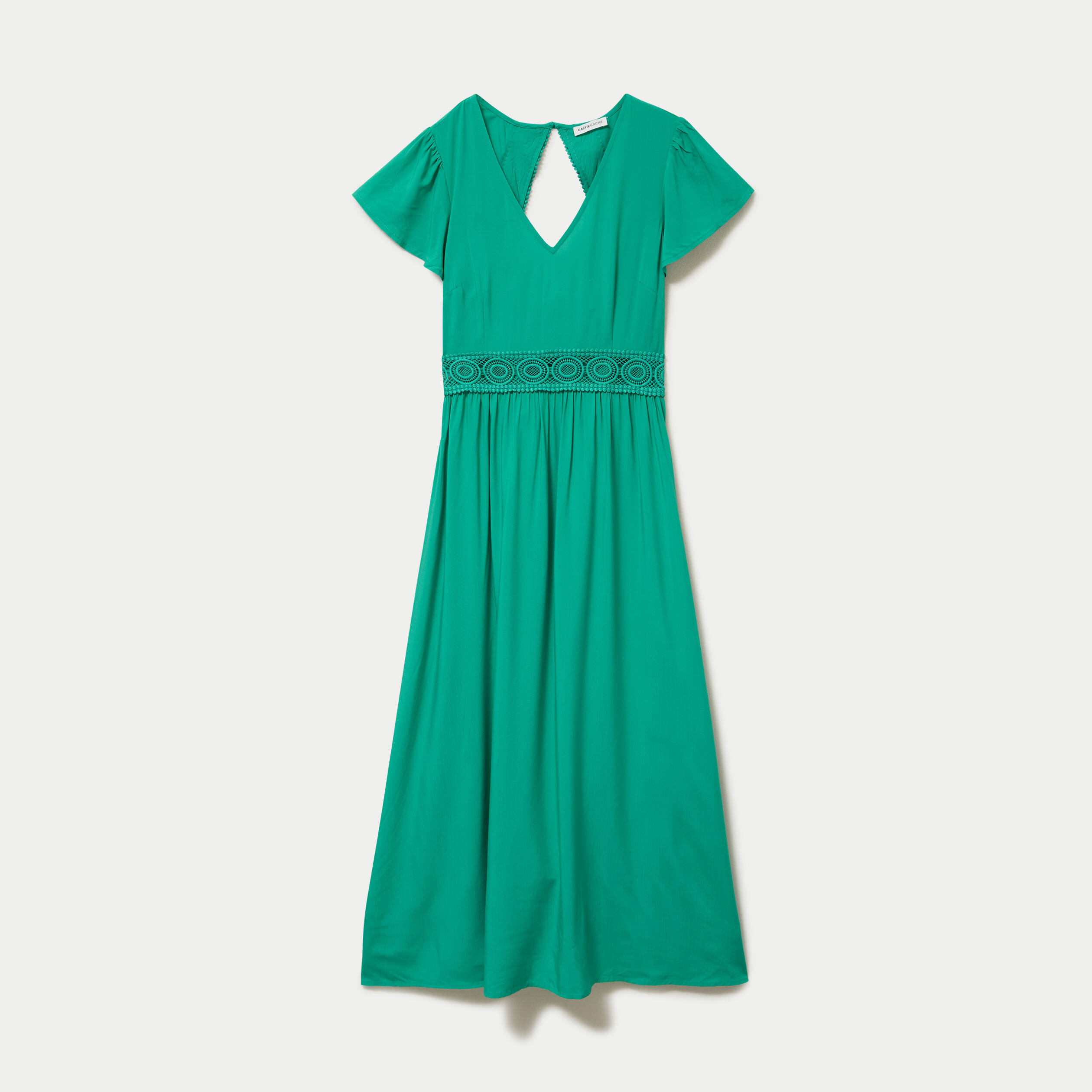 Robe longue &eacute;vas&eacute;e vert femme
