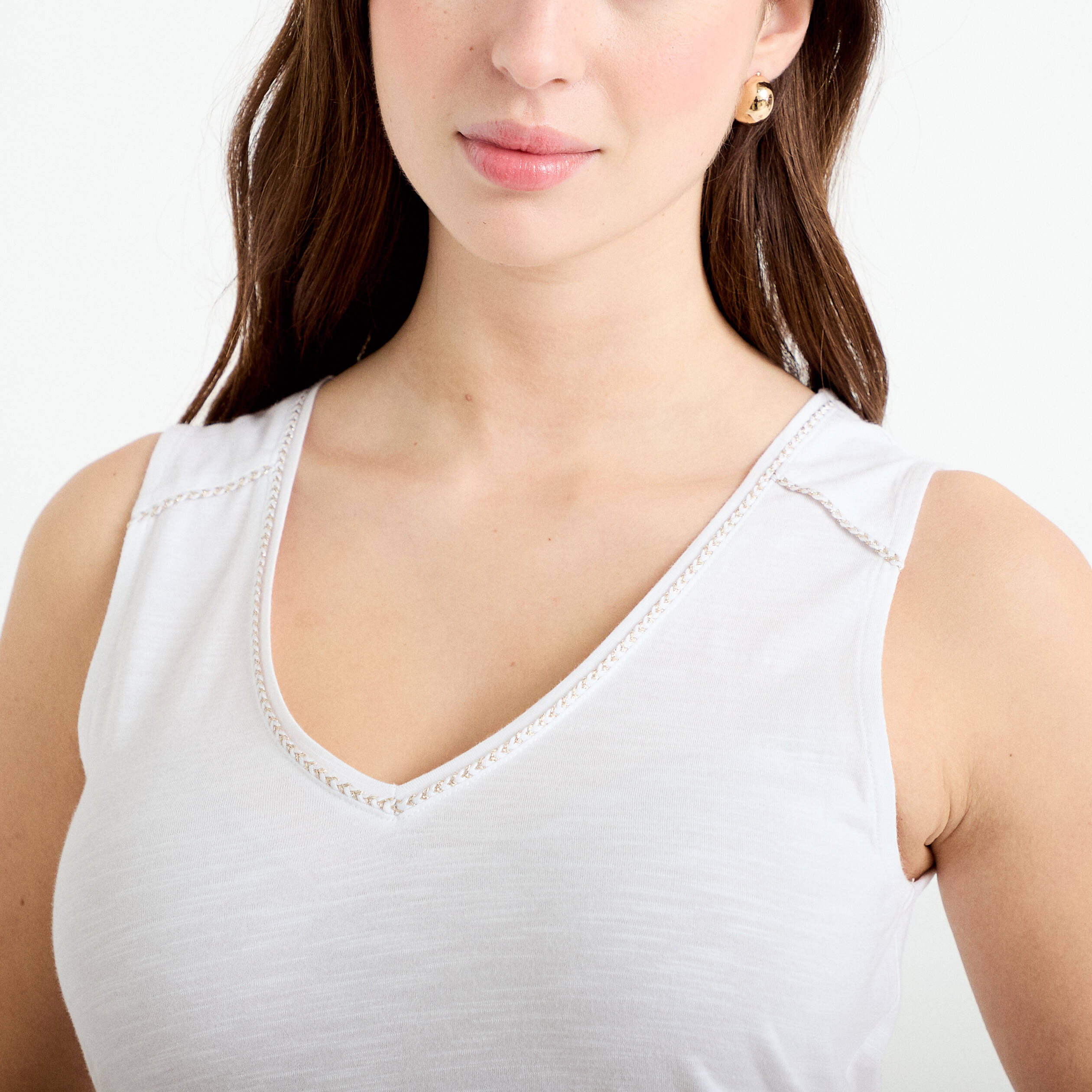D&eacute;bardeur col v blanc femme