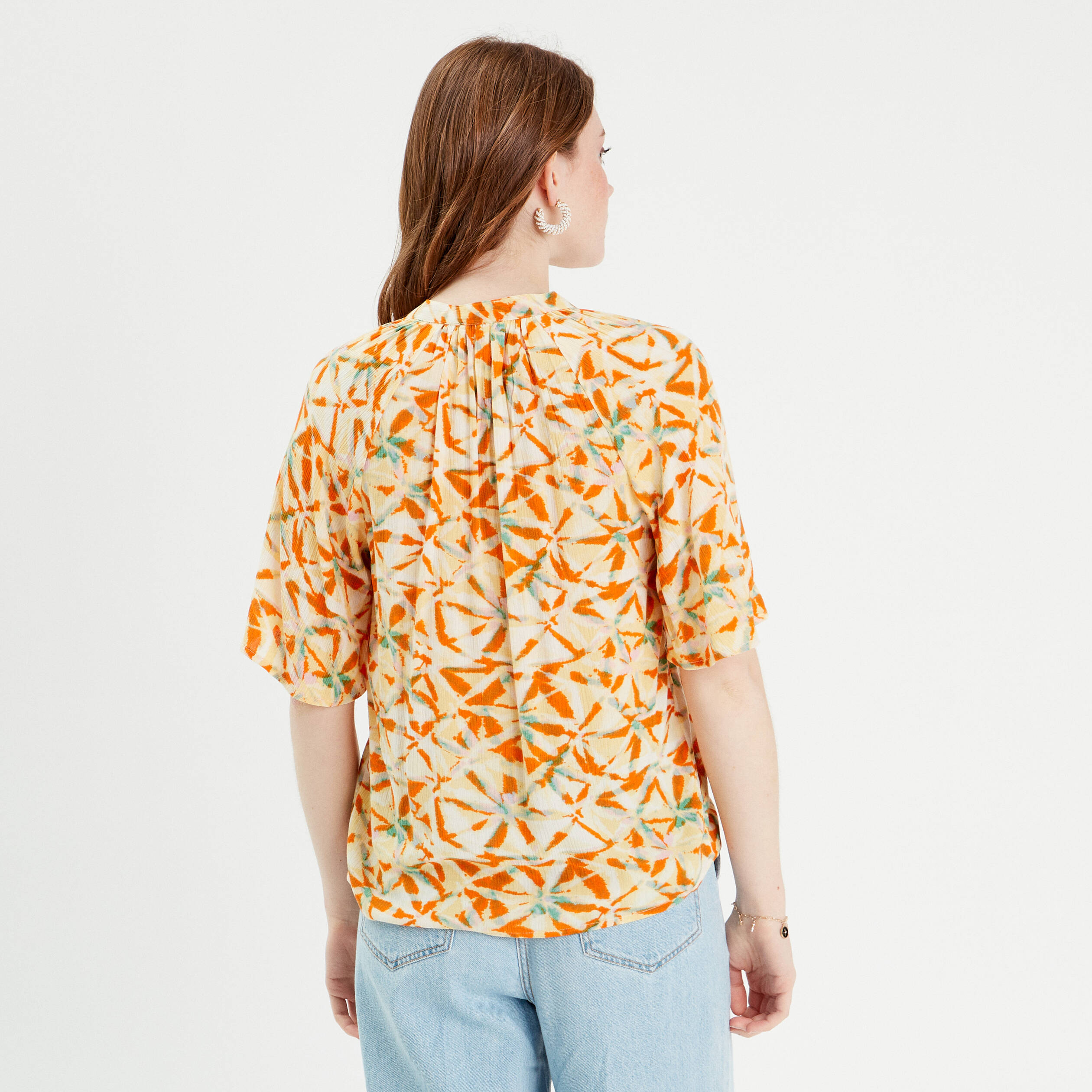 blouse manches 34 blanc femme Blouse manches 3/4 blanc femme
