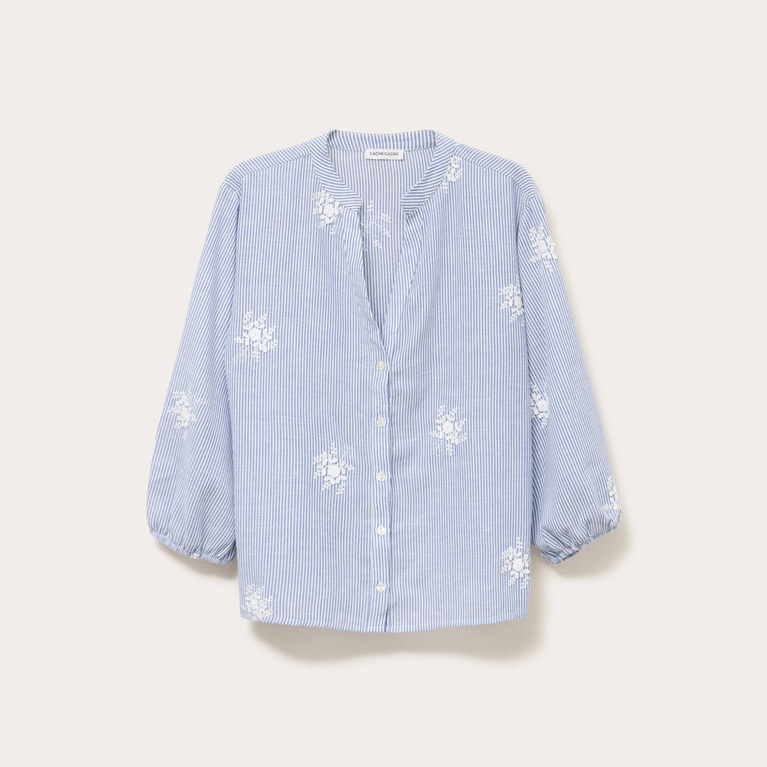 Blouse col tunisien blanc femme