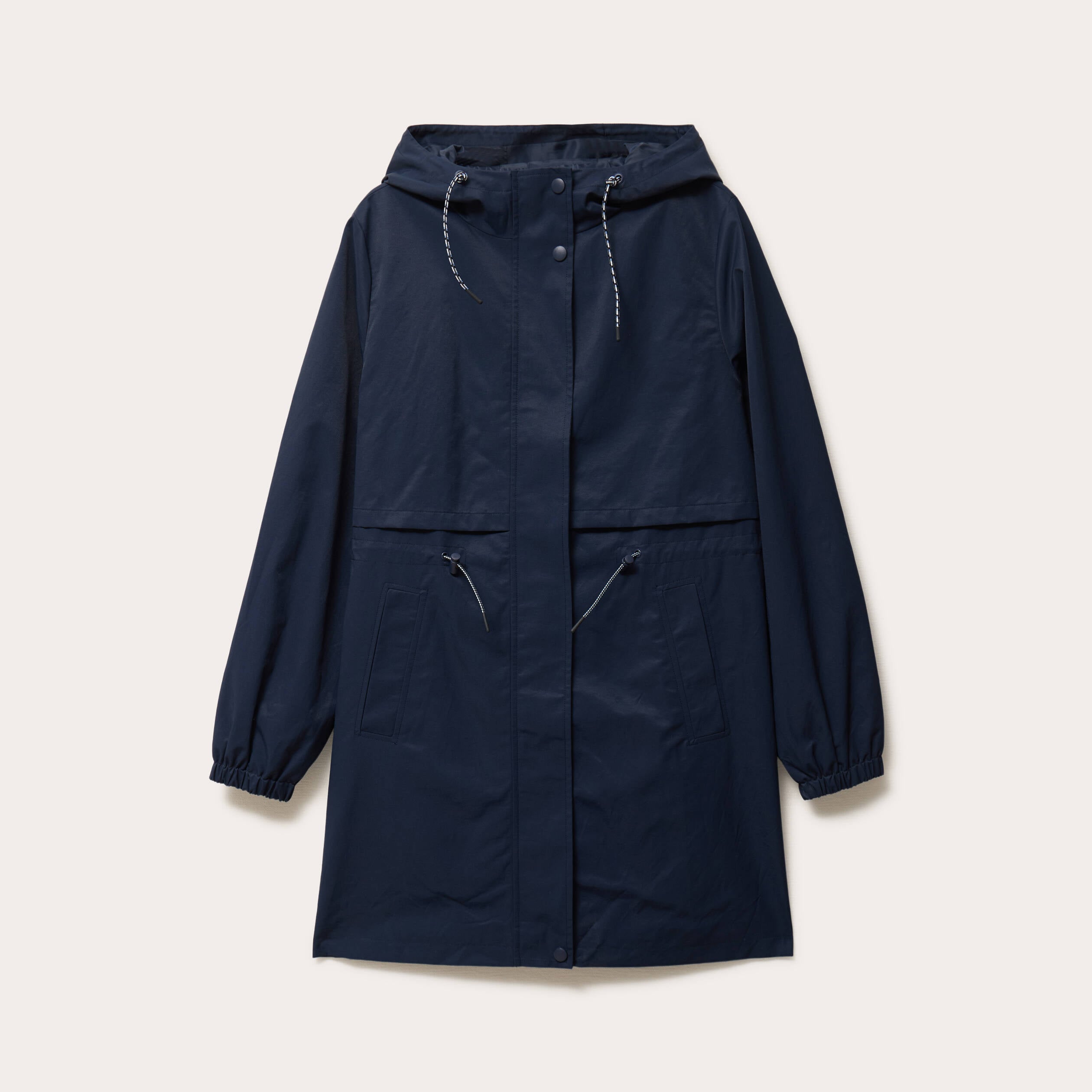 Parka &agrave; capuche taille ajustable bleu marine femme