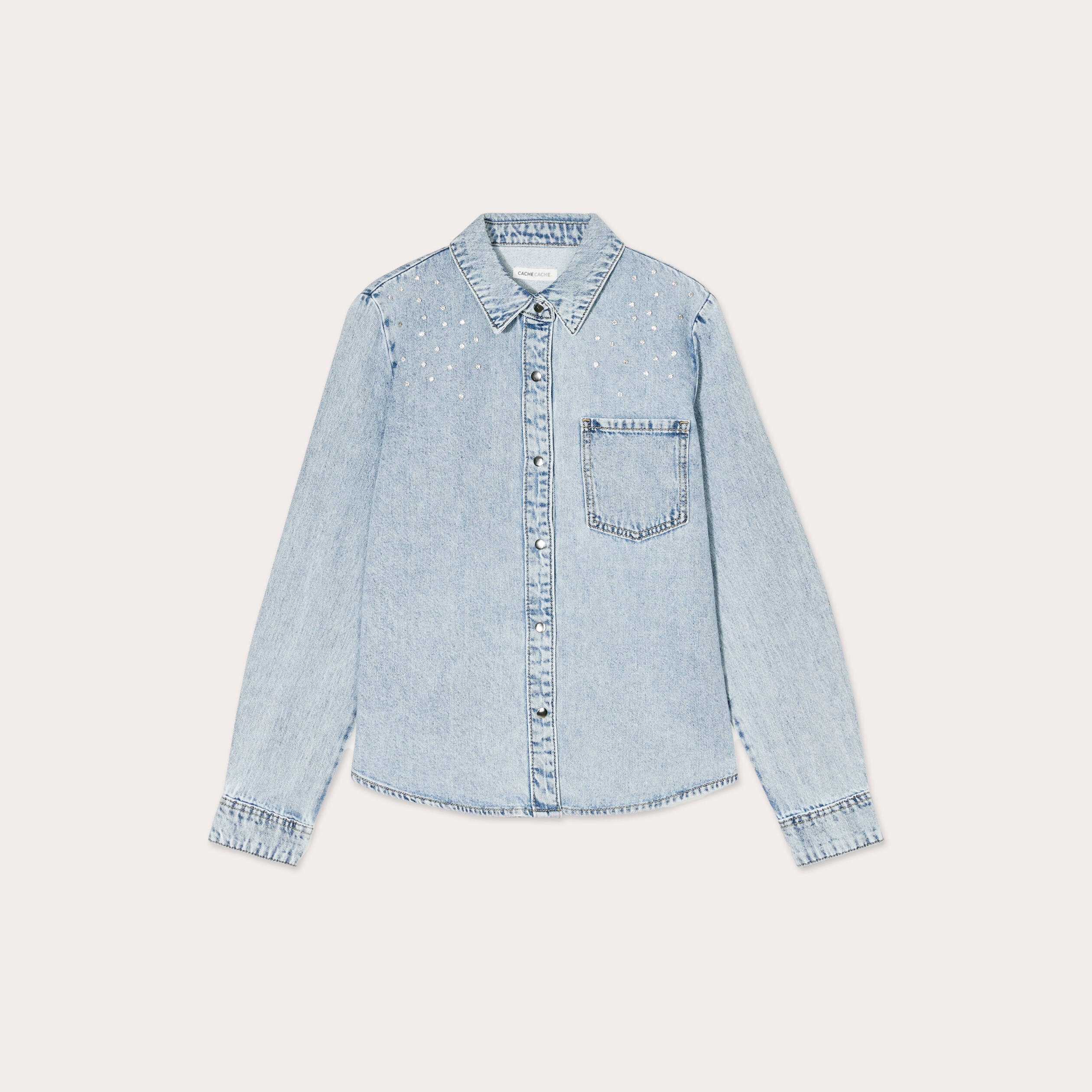 chemise en jean avec clous denim bleach femme Chemise en jean avec clous denim bleach femme