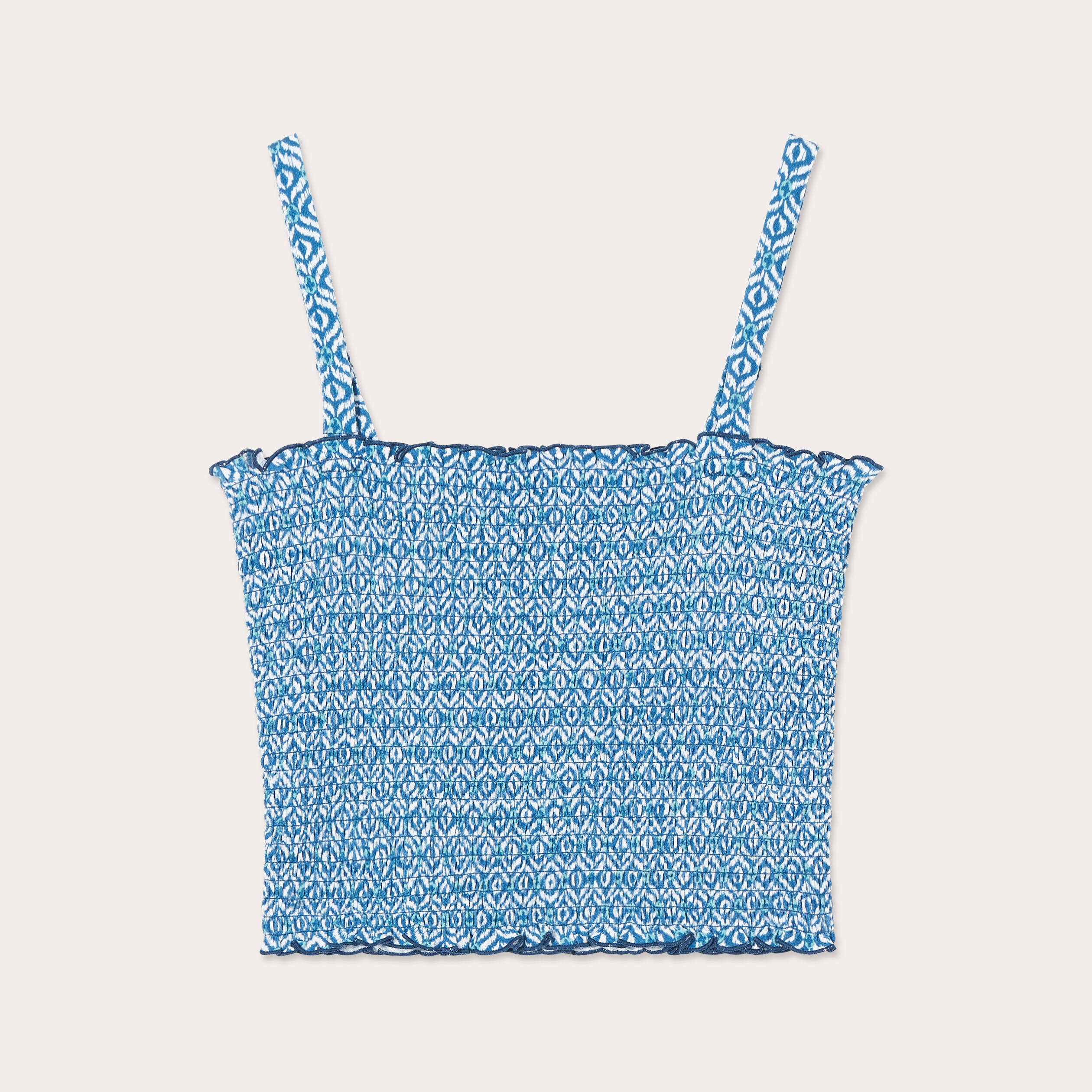 bandeau smocke cropped bleu femme Bandeau smocké cropped bleu femme