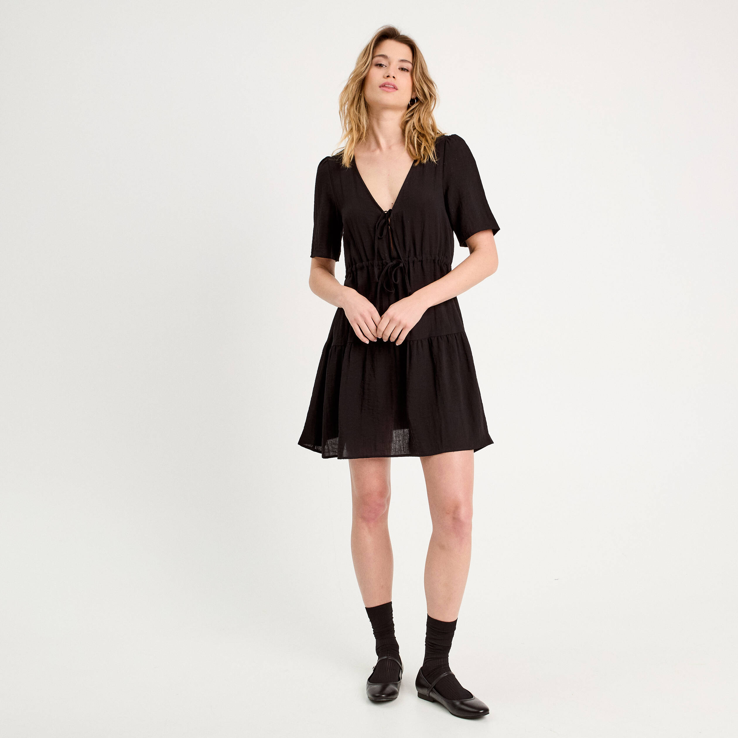 robe evasee avec noeuds noir femme Robe évasée avec noeuds noir femme