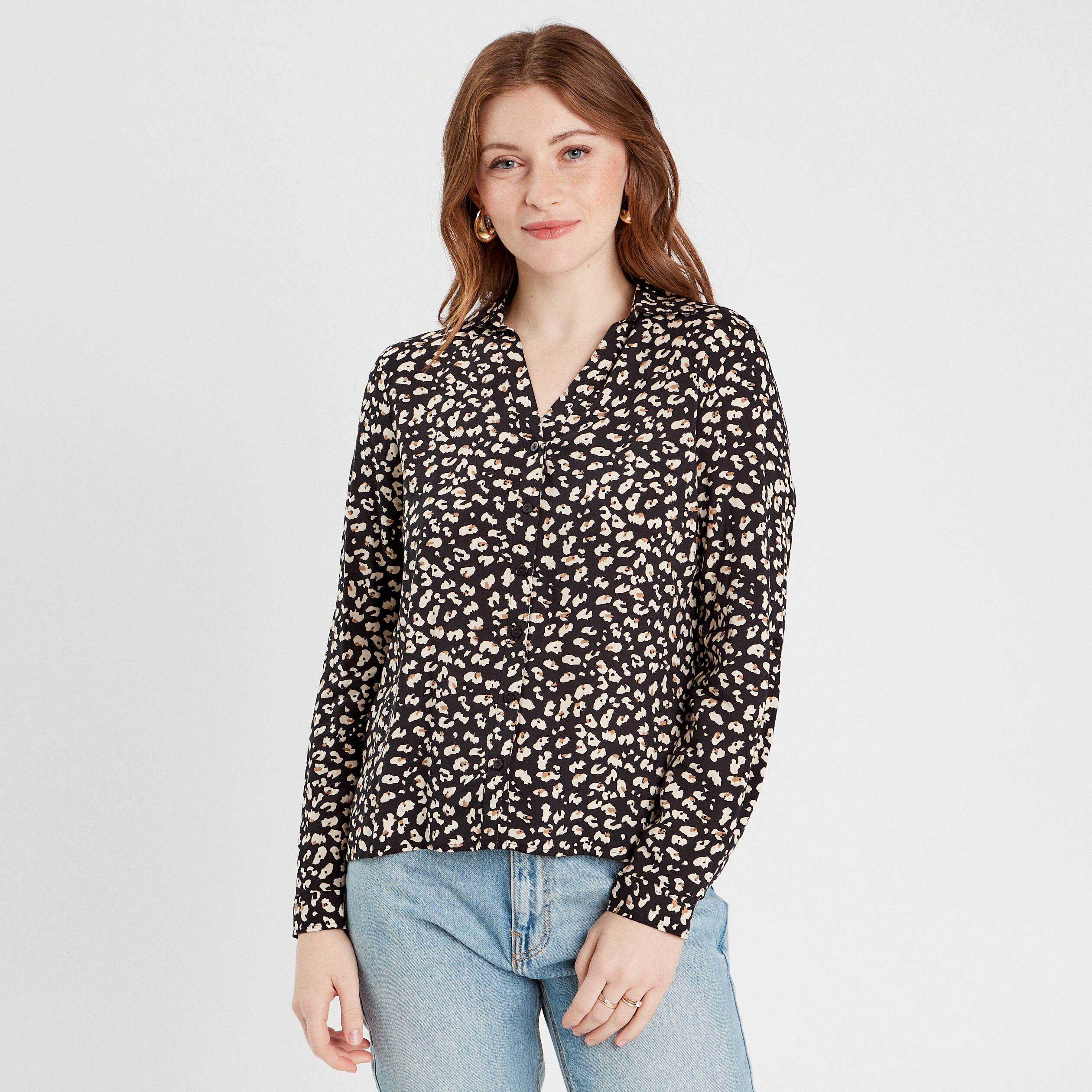 Chemise manches longues noir femme