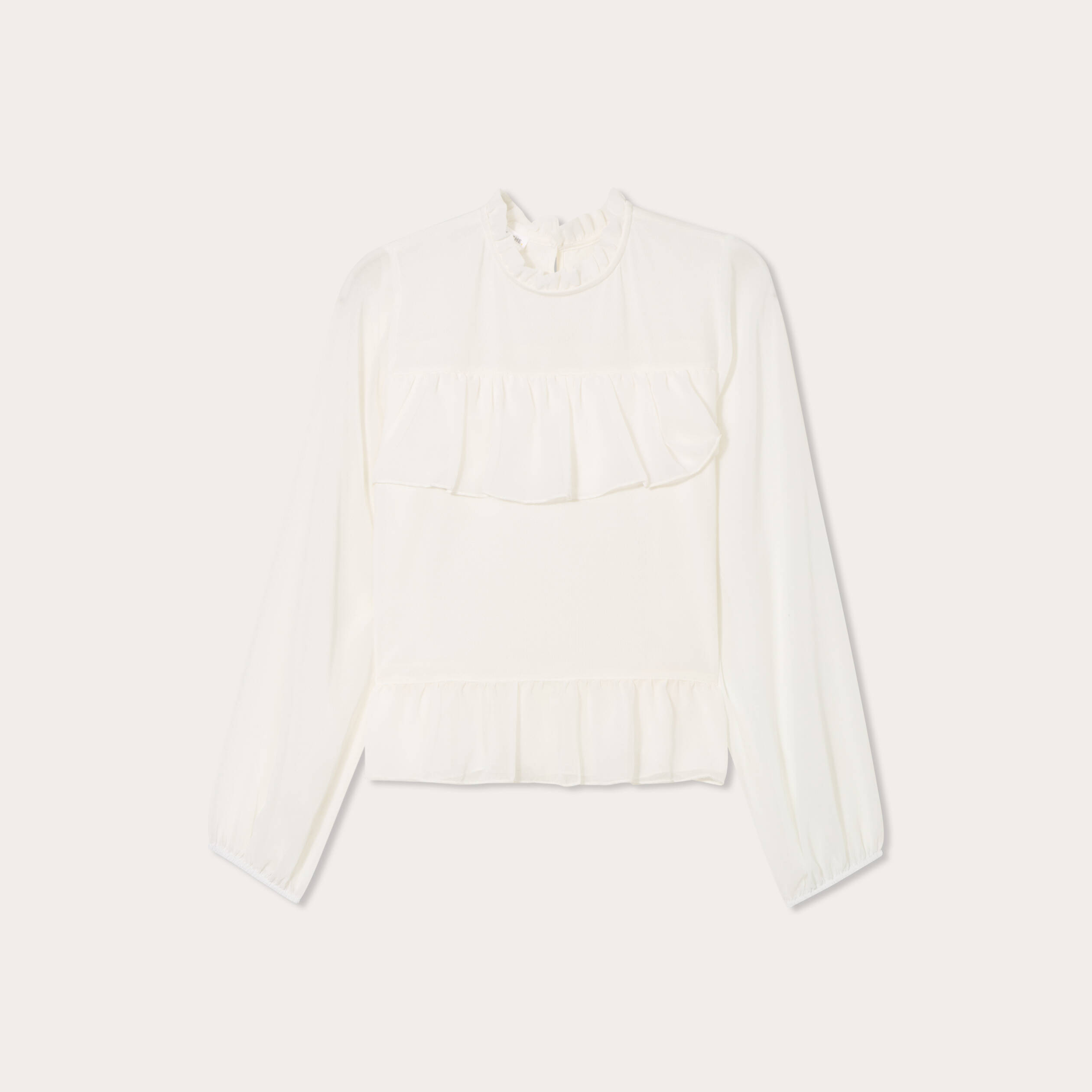 Blouse volants ecru femme