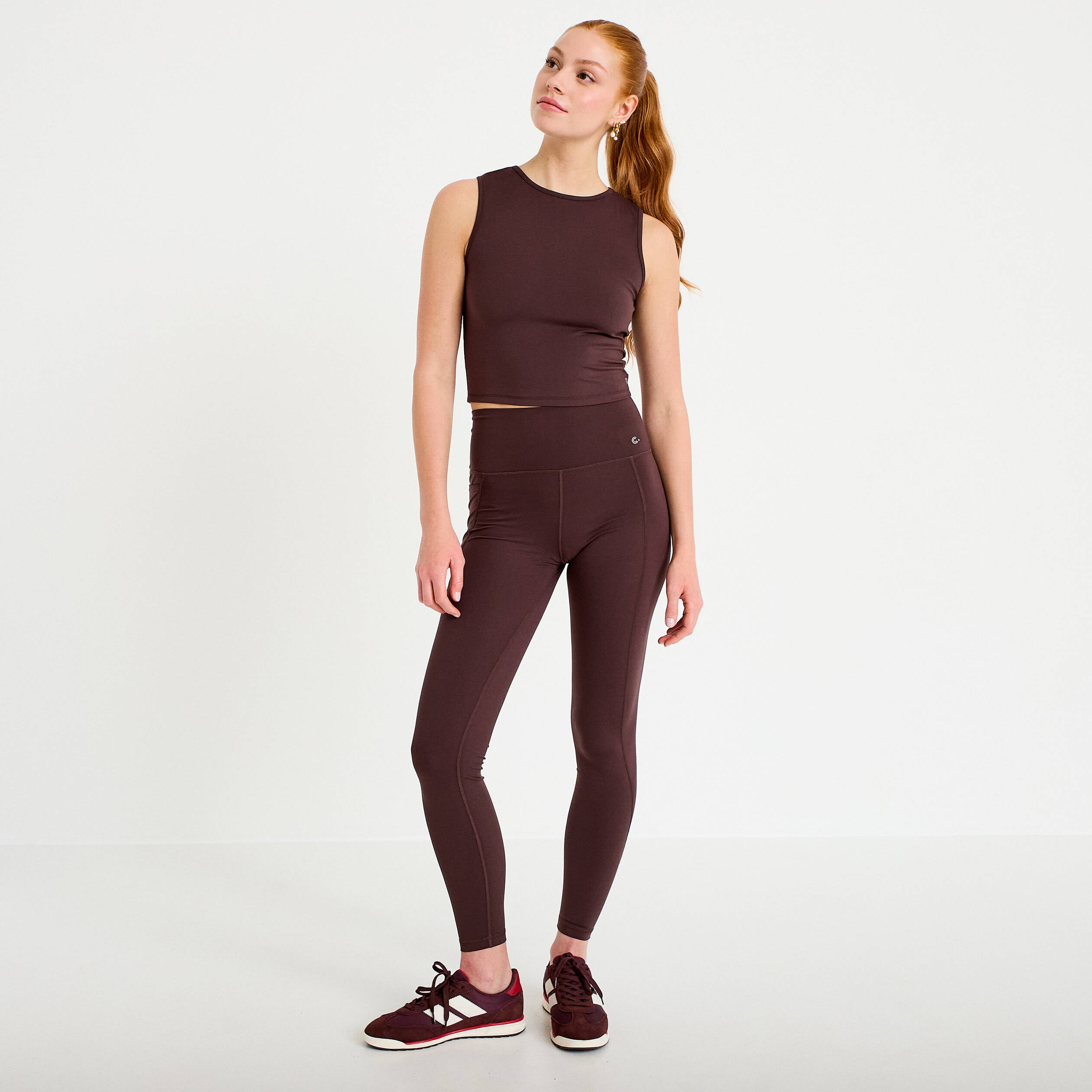 Leggings taille haute marron fonc&eacute; femme