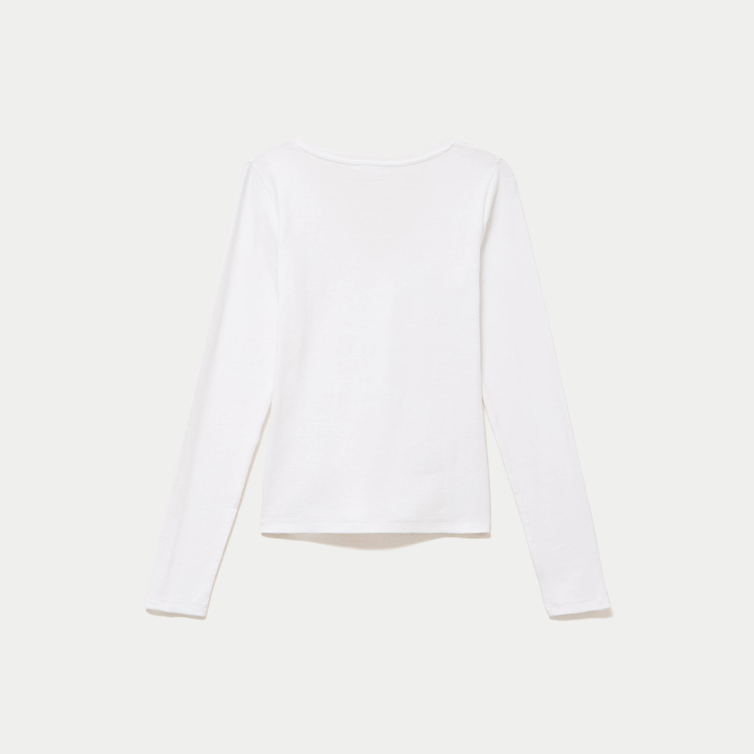 Top ajust&eacute; col v manches longues blanc femme