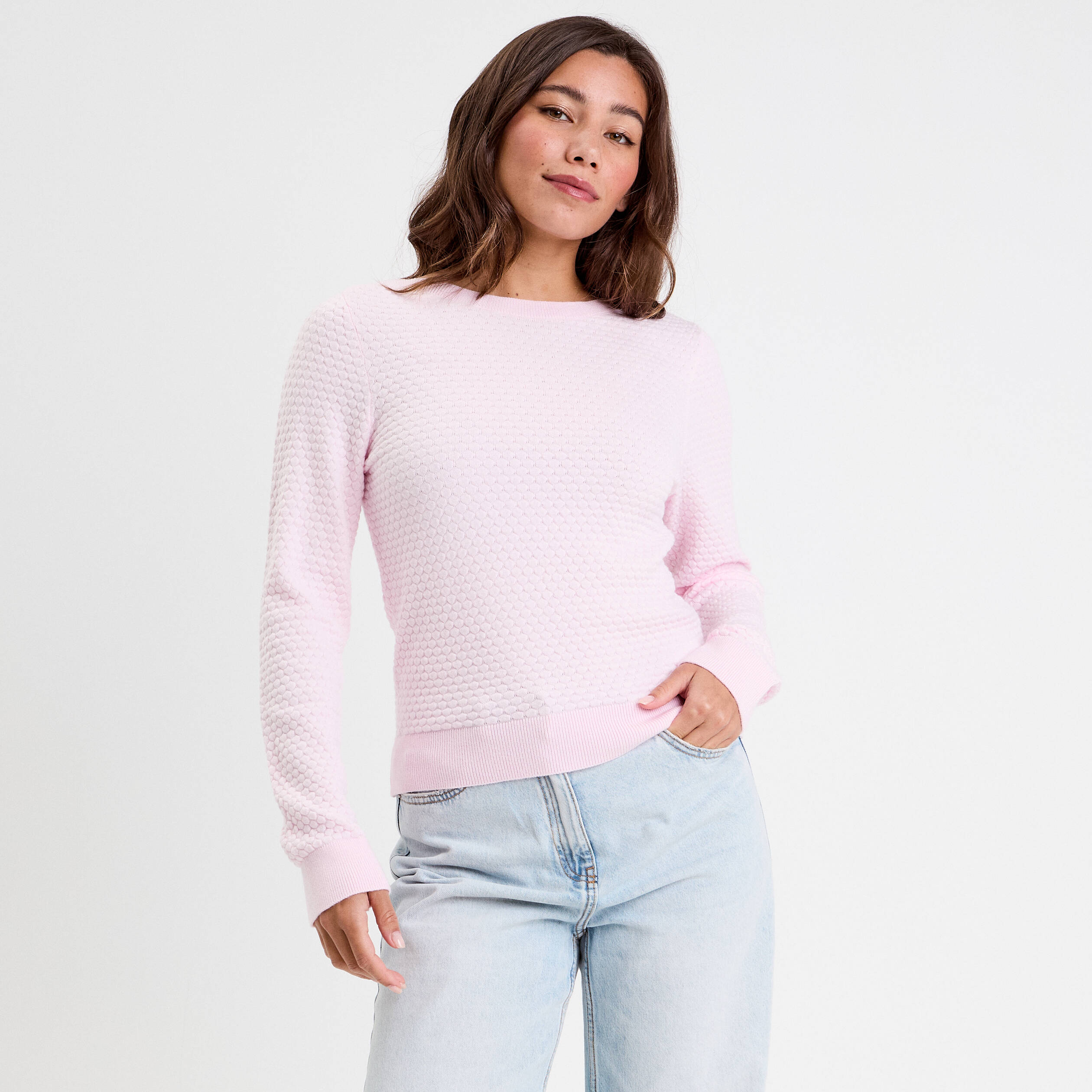 pull col bateau rose clair femme Pull col bateau rose clair femme