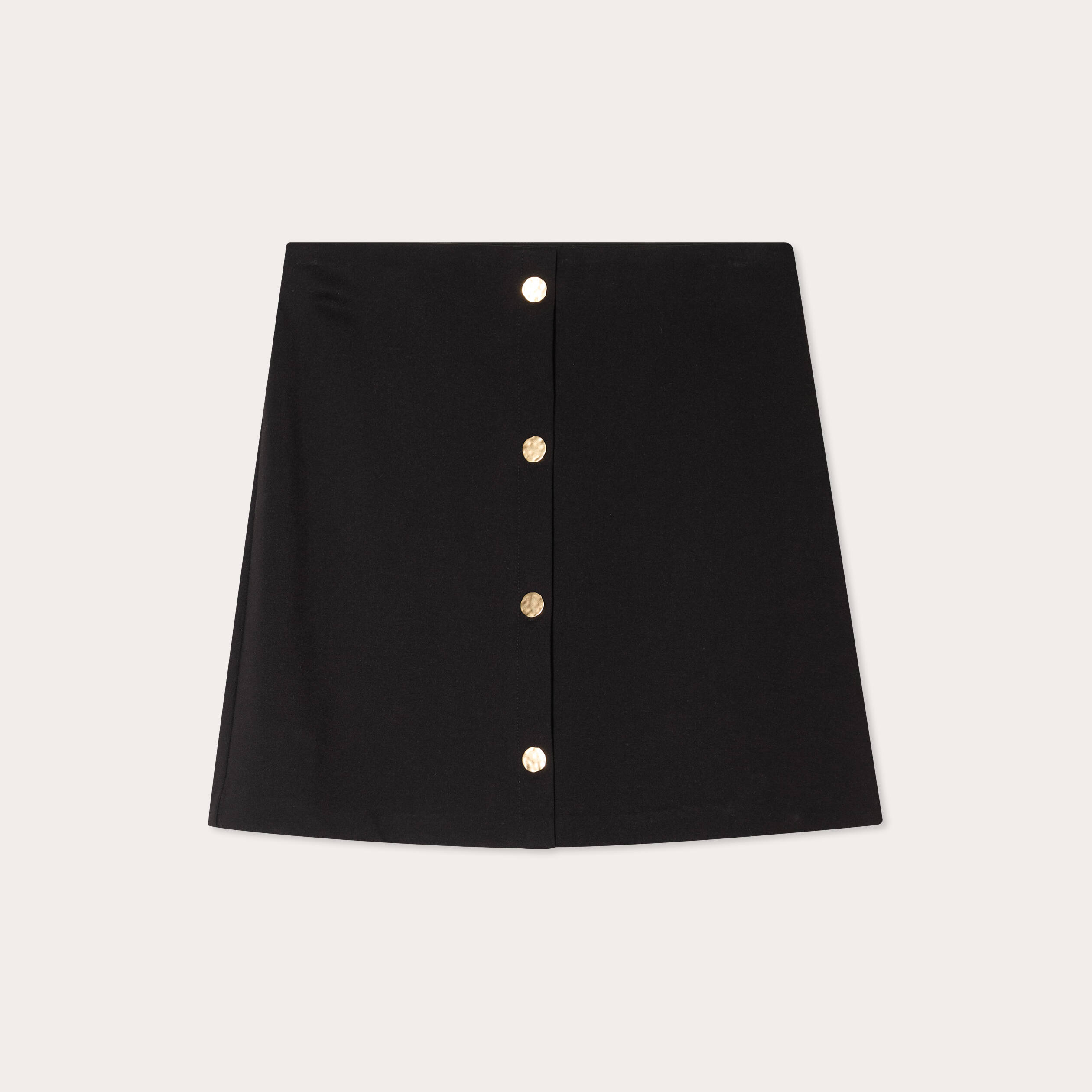 jupe droite stretch boutons noir femme Jupe droite stretch boutons noir femme