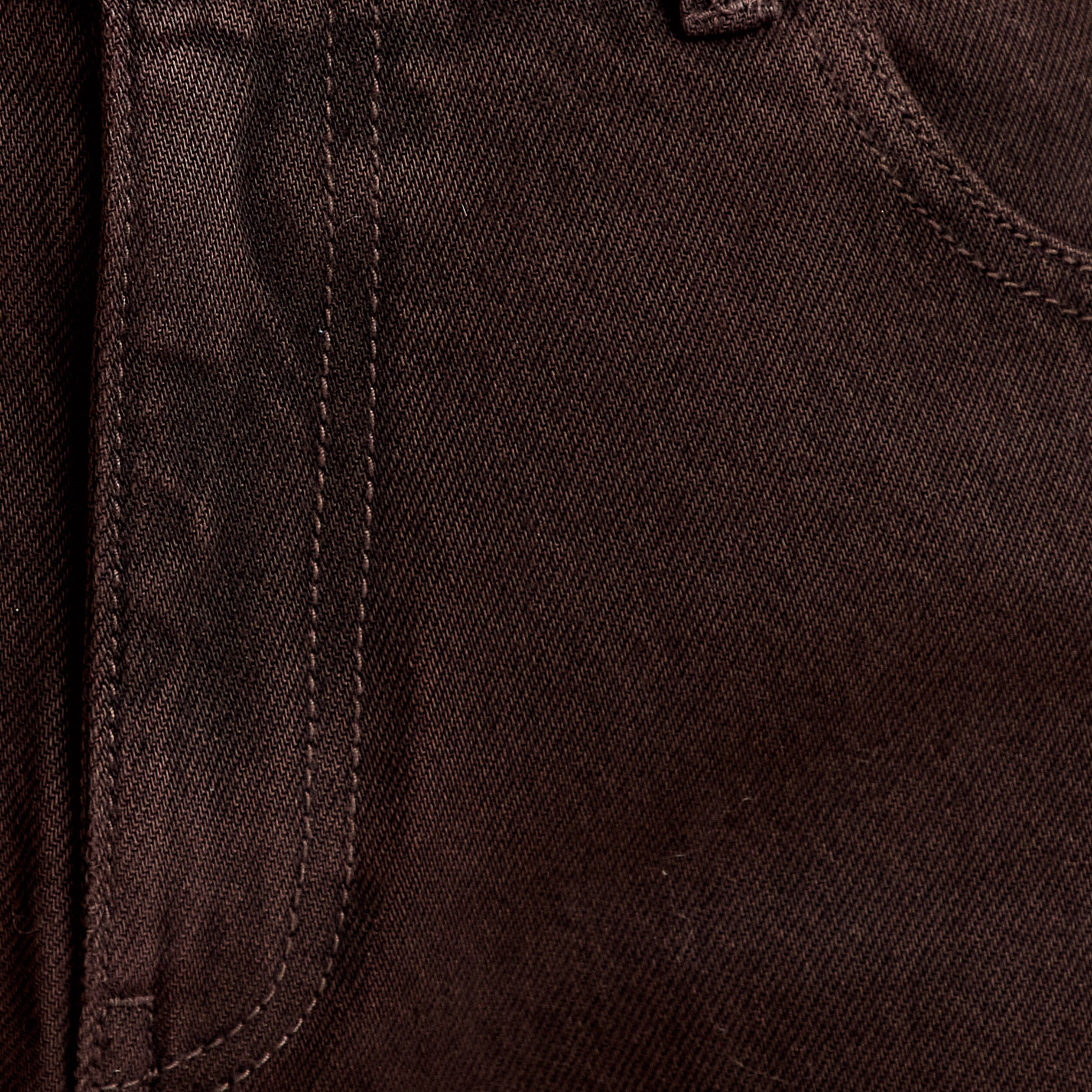 Jean barrel taille standard marron fonc&eacute; femme