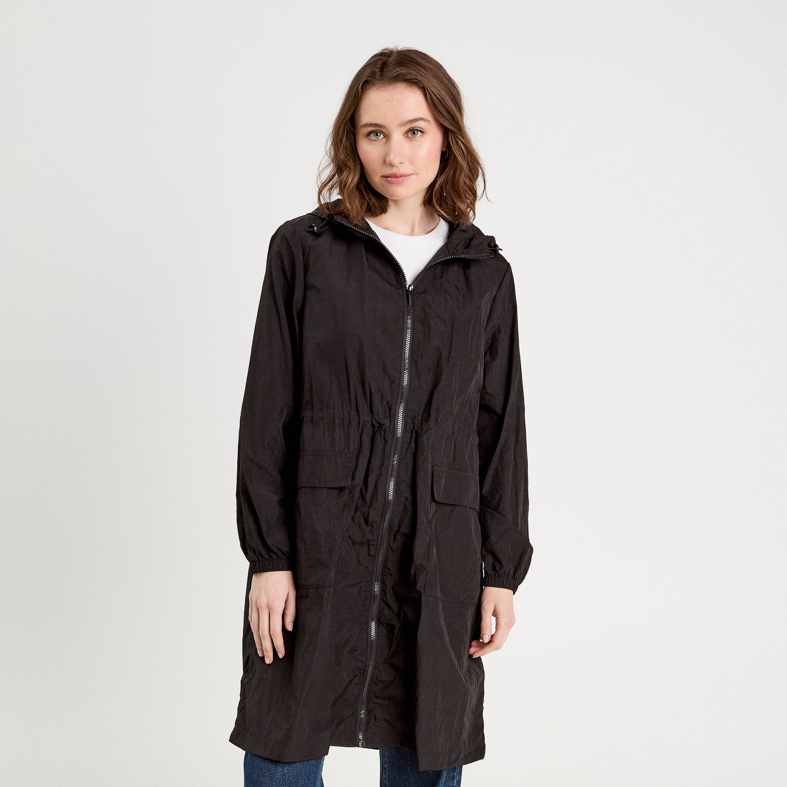 Parka d&eacute;perlante 2-en-1 avec pochette noir femme
