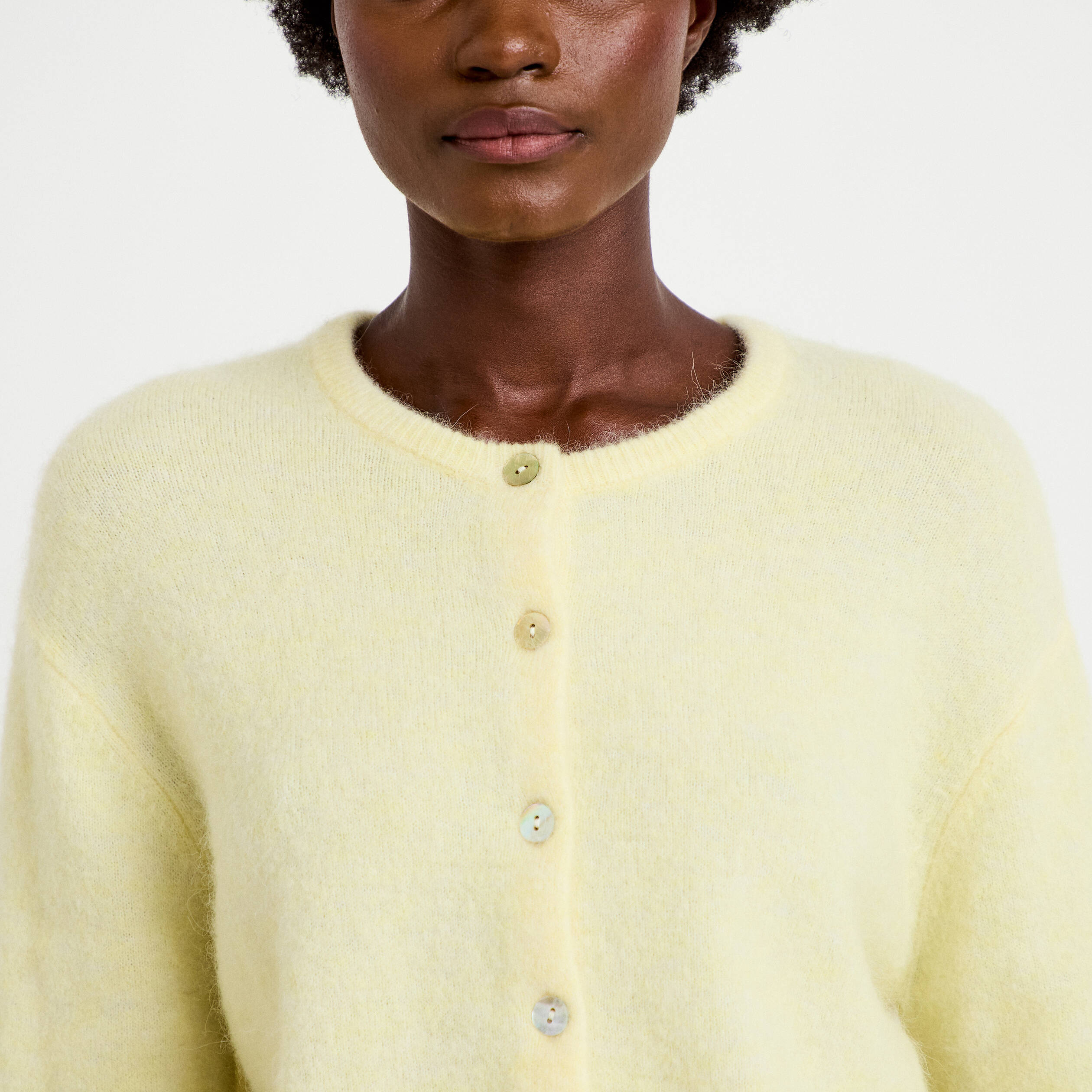Gilet manches longues jaune clair femme