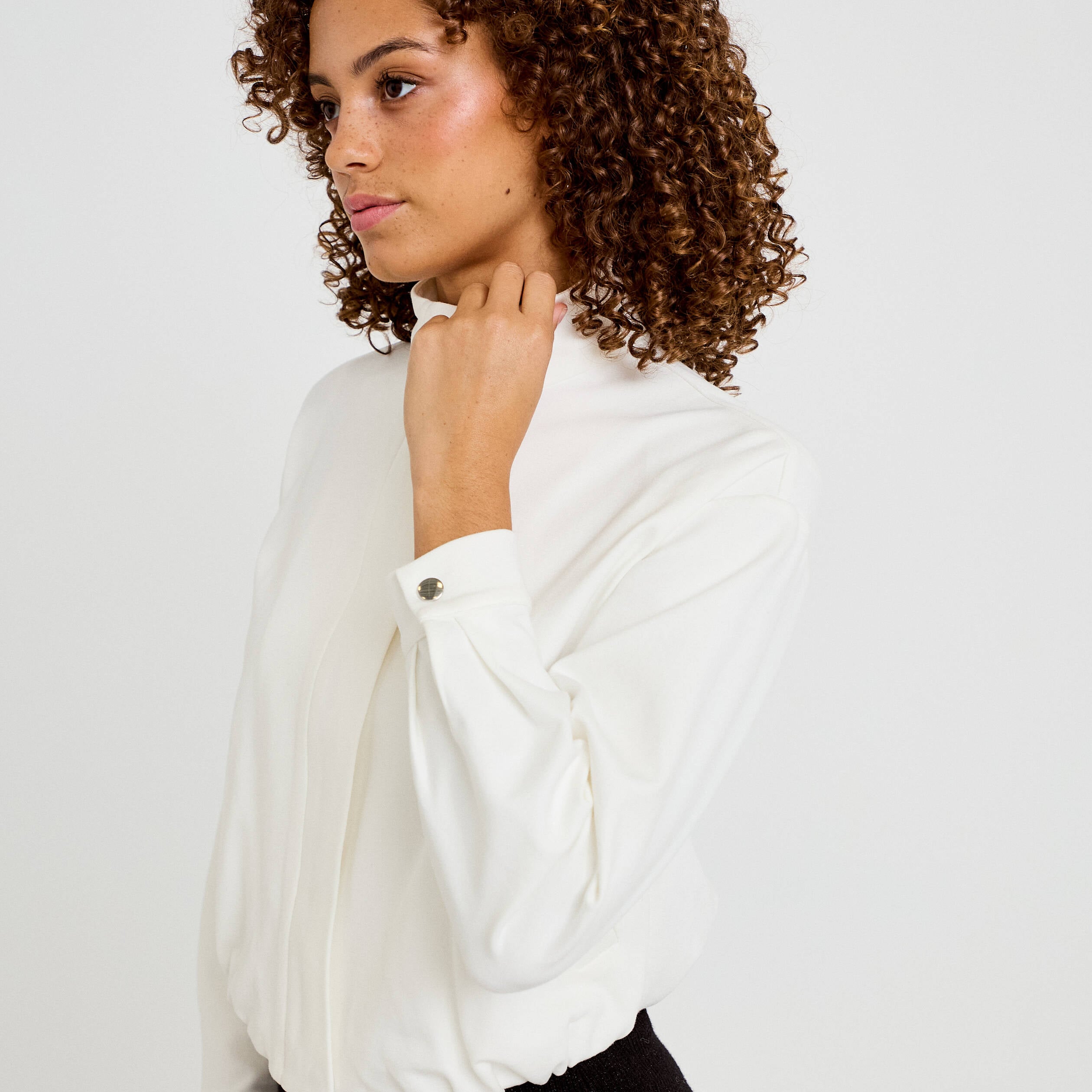 Veste cropped bas resserr&eacute; ecru femme