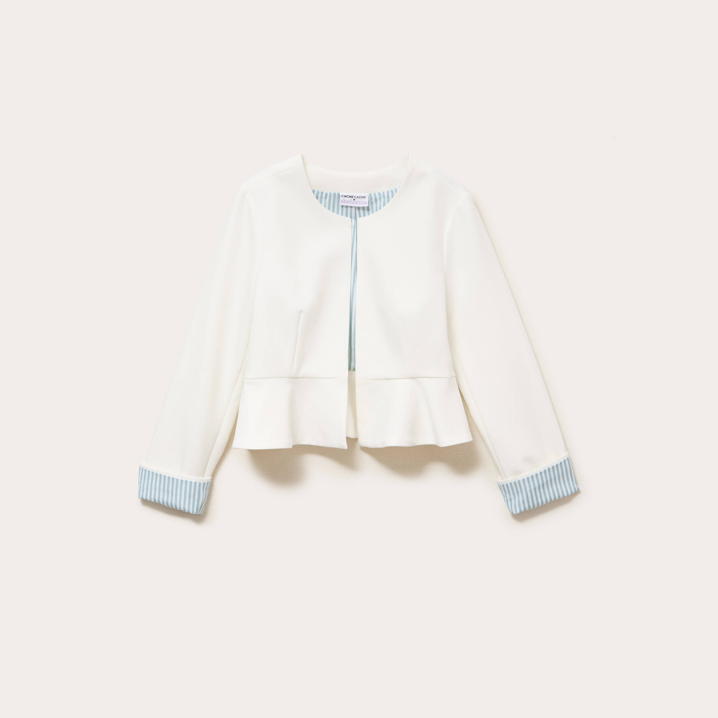 Veste p&eacute;plum Bridgerton ecru femme