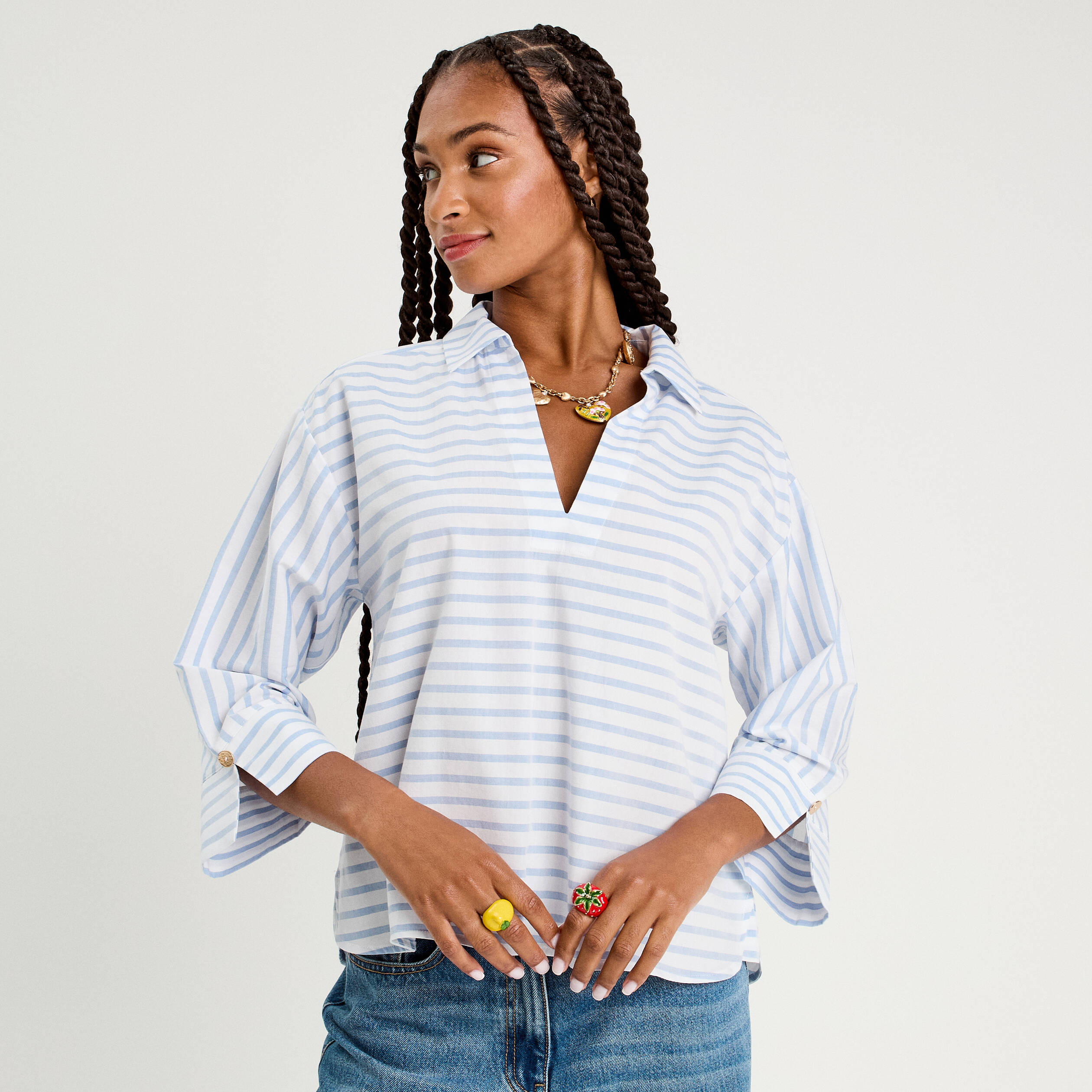 blouse manches 34 bleu femme Blouse manches 3/4 bleu femme