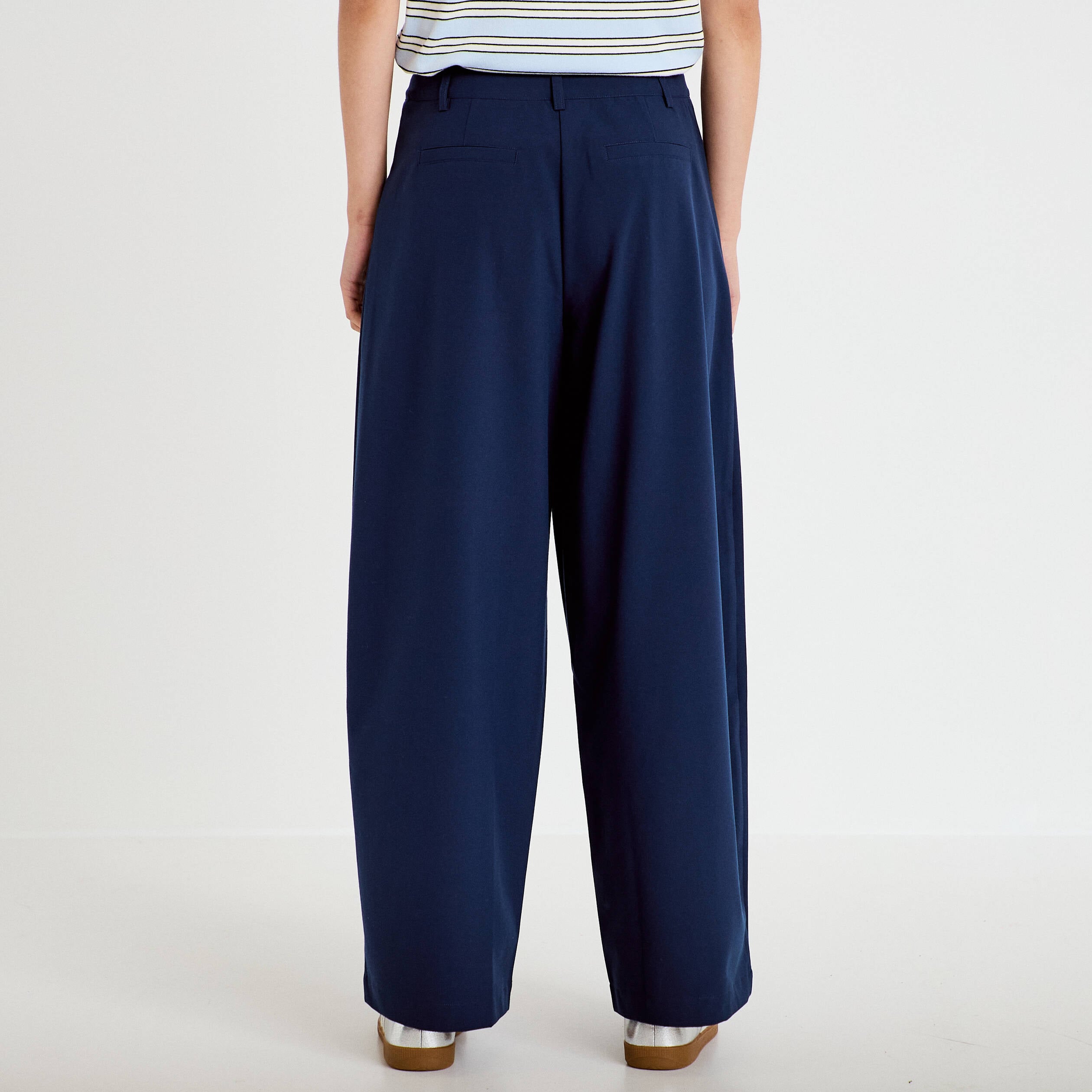 Pantalon bootcut taille standard bleu marine femme