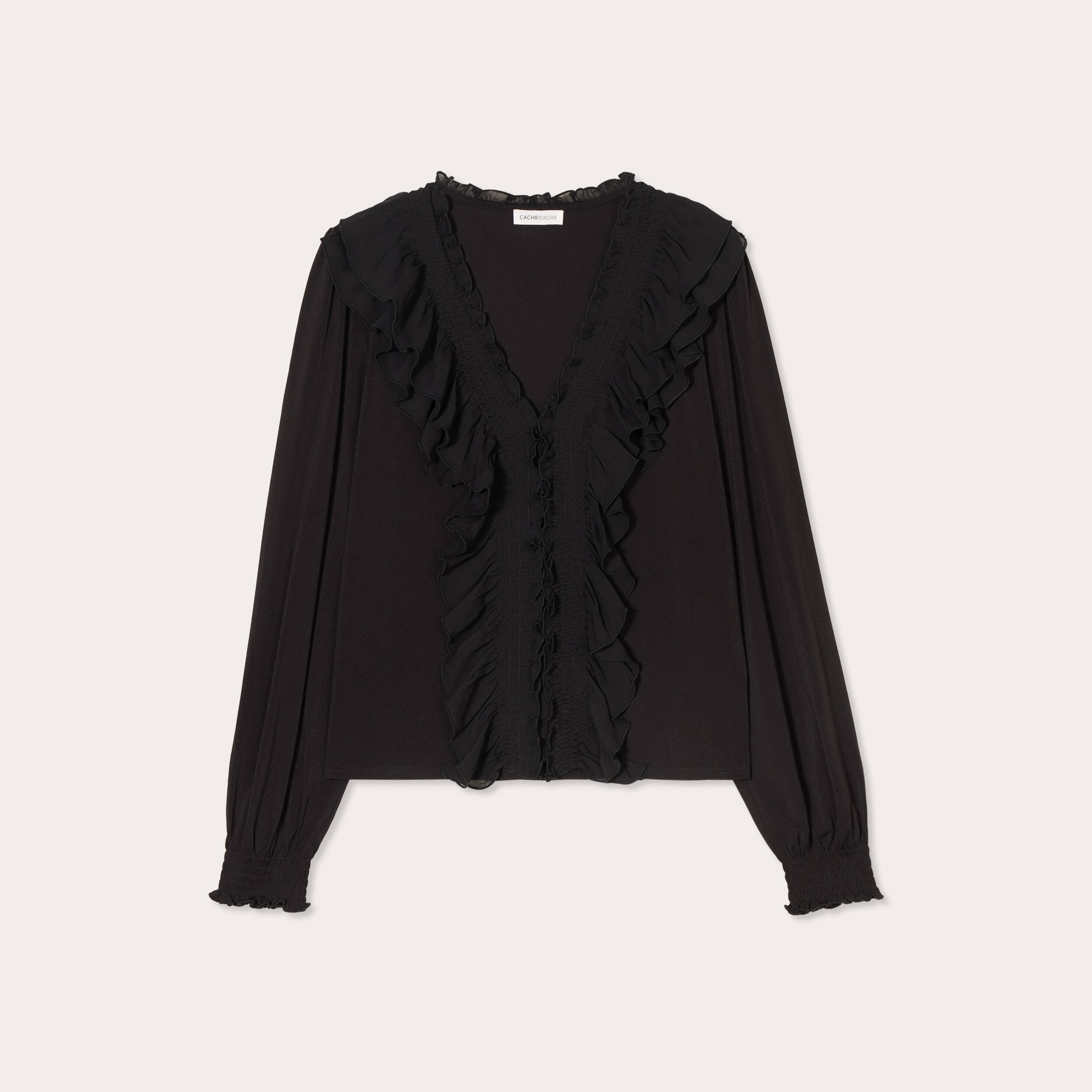 blouse avec volants noir femme Blouse avec volants noir femme