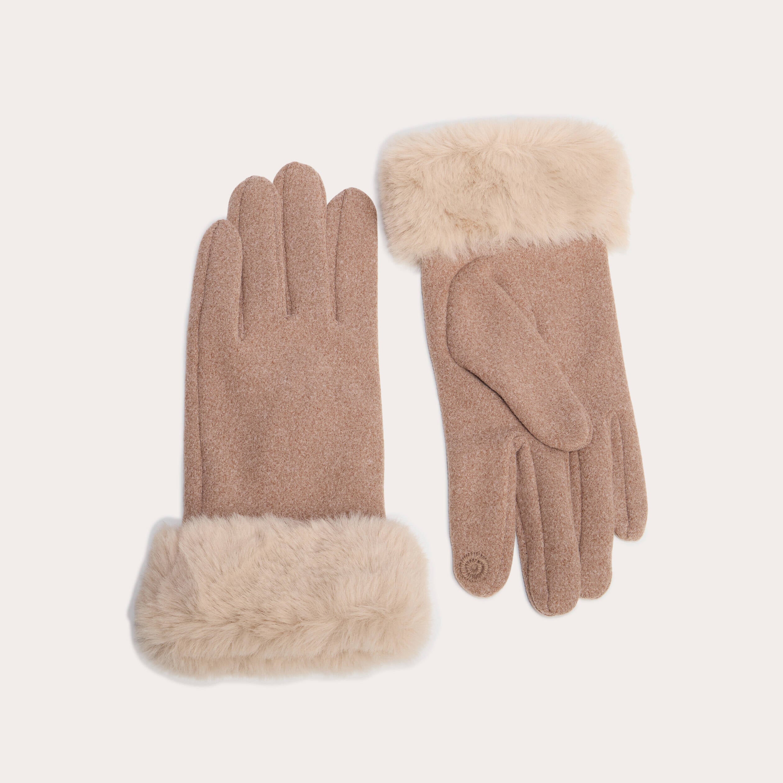 Gants fausse fourrure sable femme