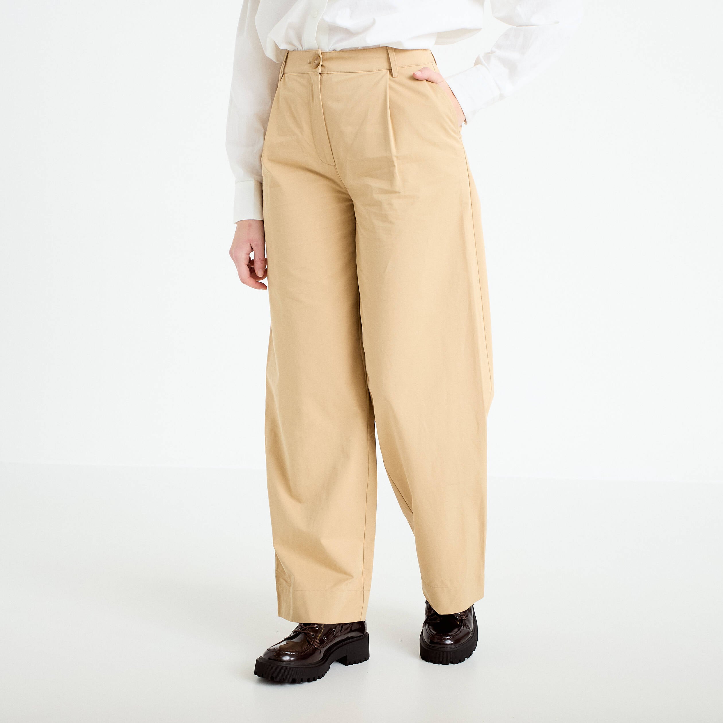 Pantalon large beige femme