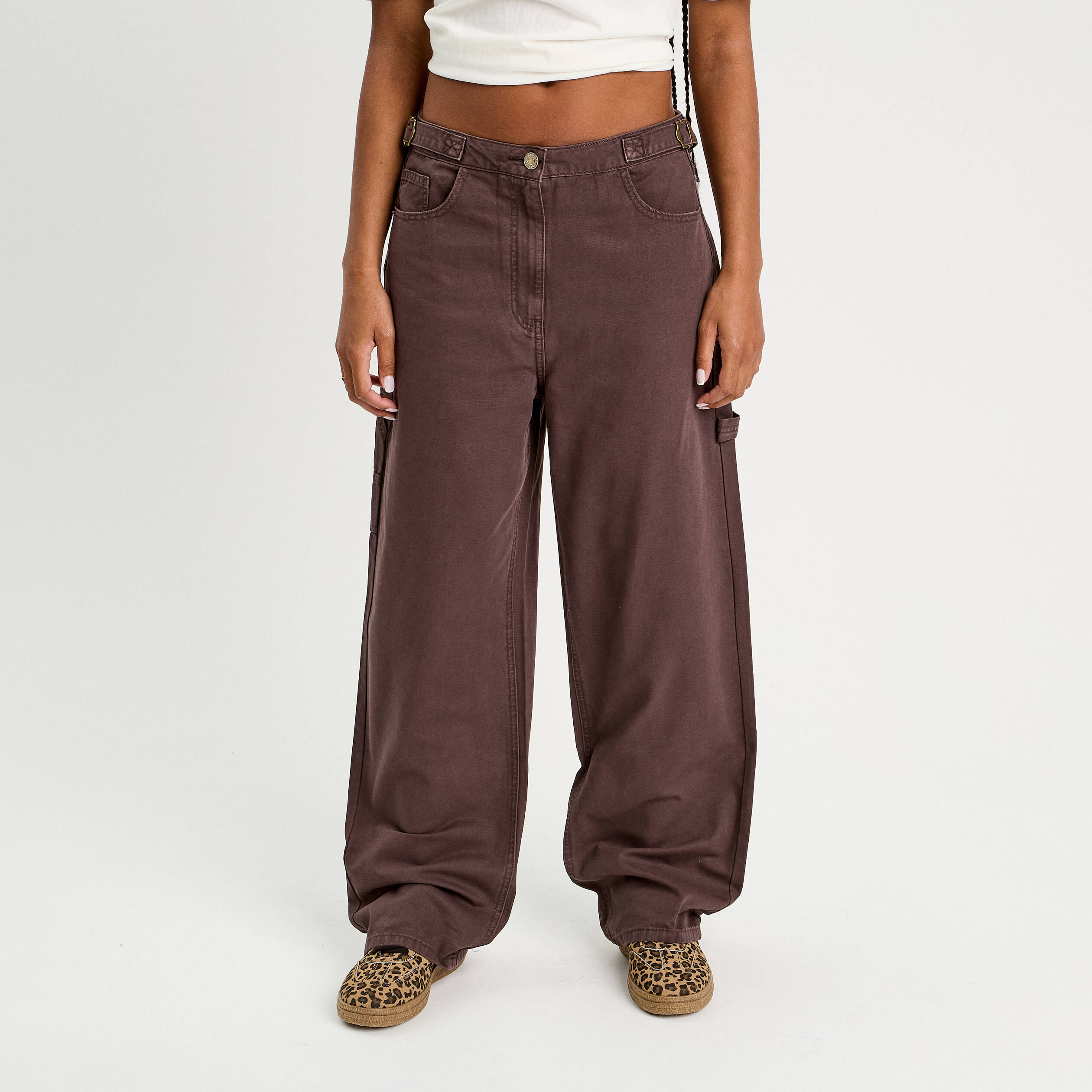Jean wide leg carpenter marron foncé femme