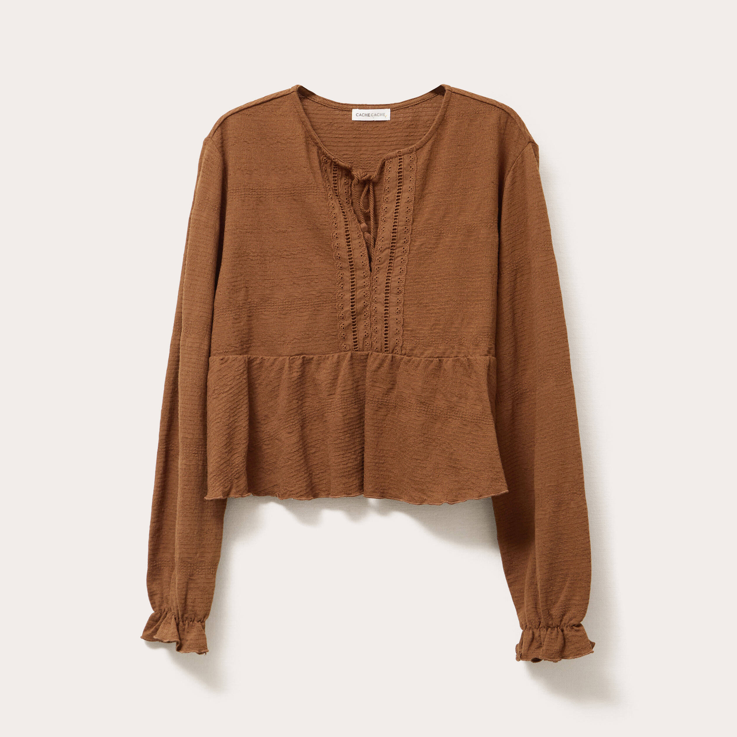 Chemise Manches Longues Toscane Taille 52 Marron - Style Tunique Rock, Viscose/soie