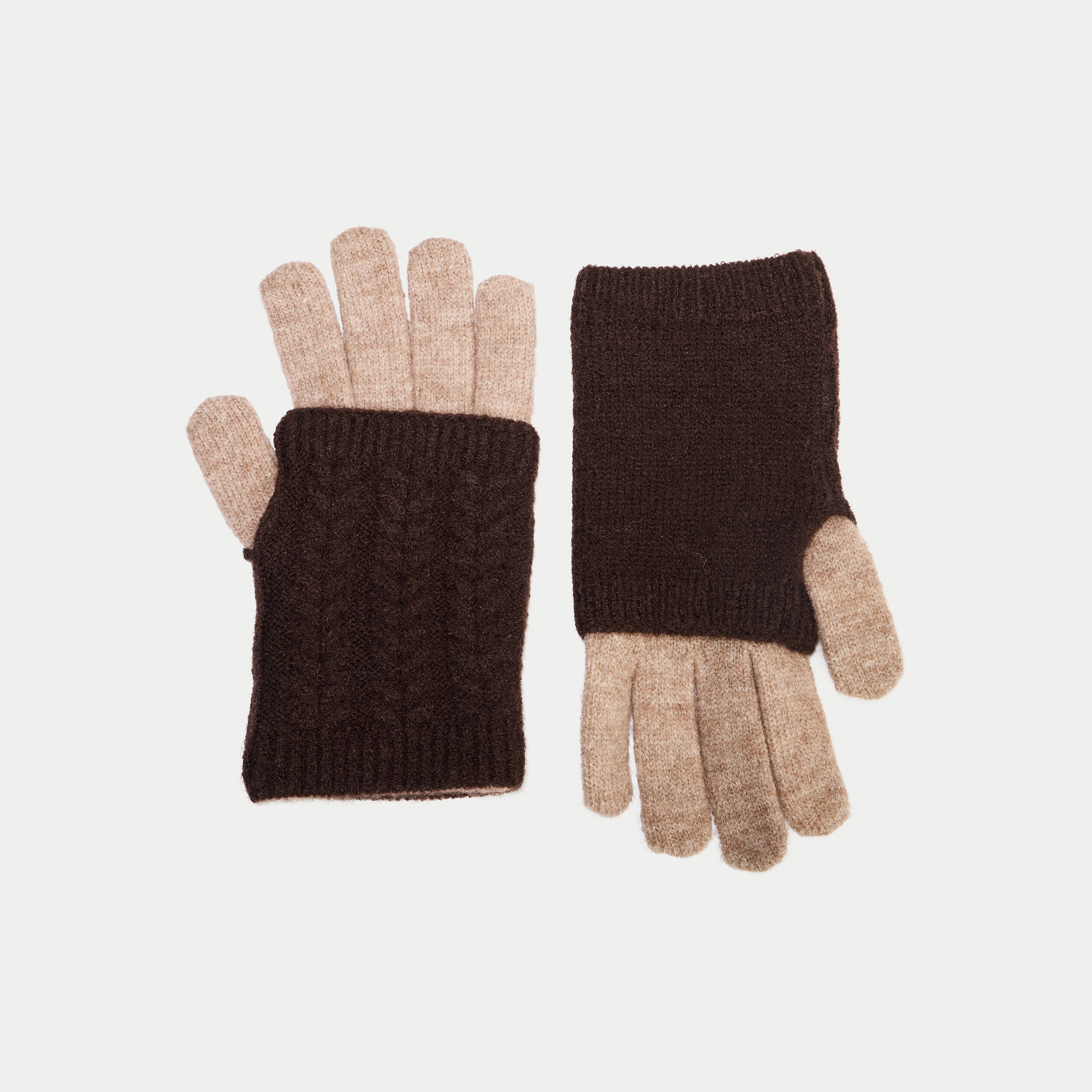 Gants mitaines 2-en-1 taupe femme