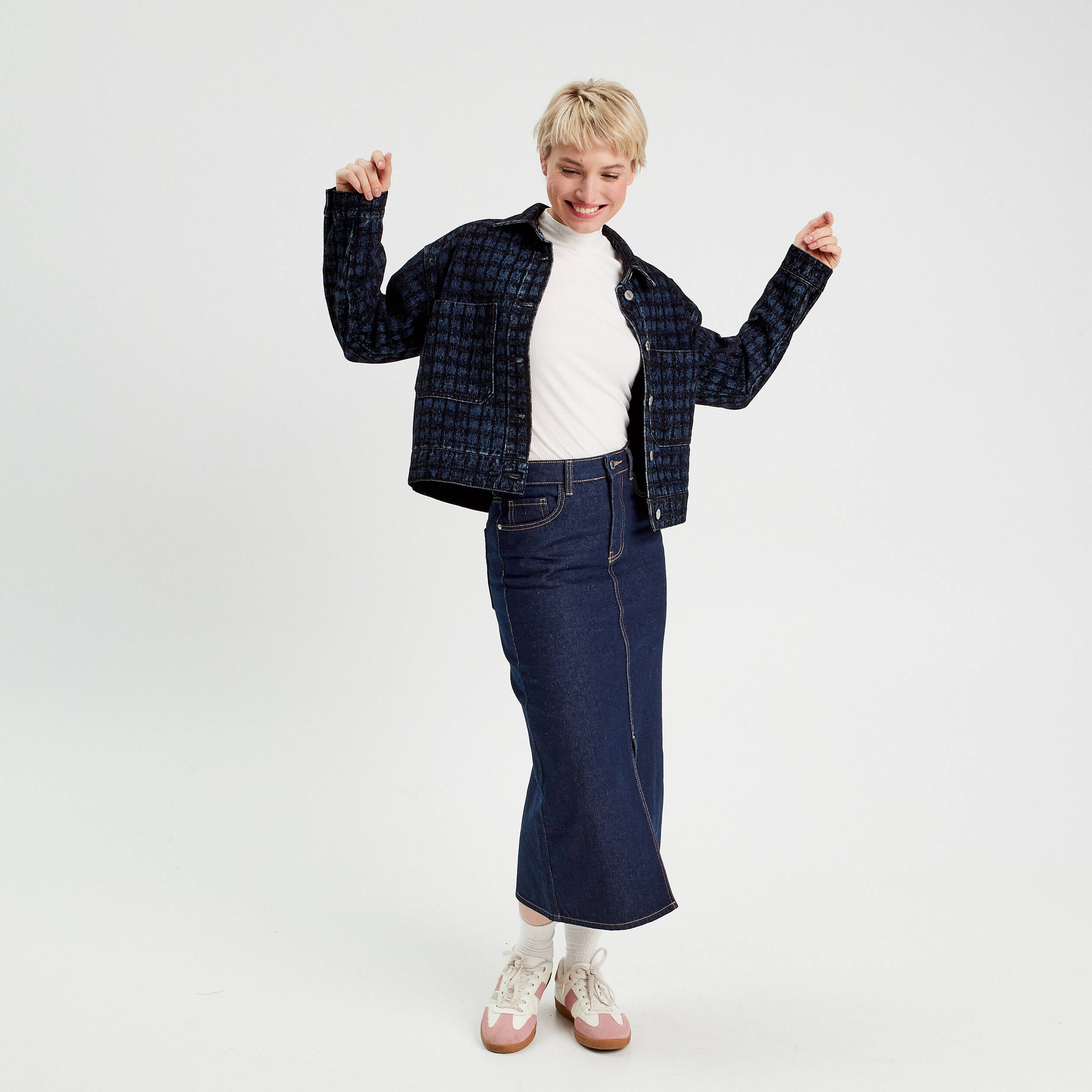 Jupe crayon taille standard denim brut femme