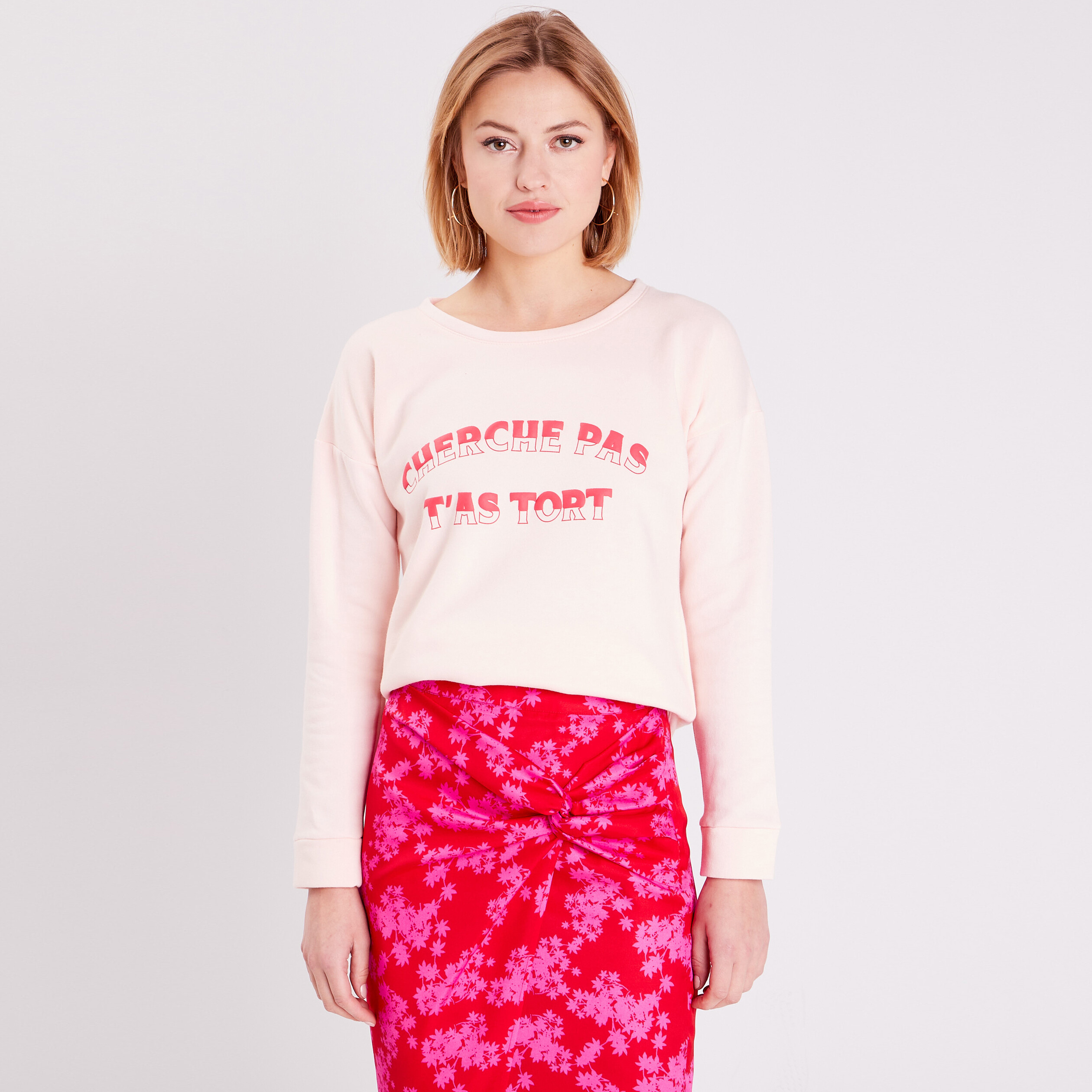 sweat a manches longues rose clair femme Sweat à manches longues rose clair femme