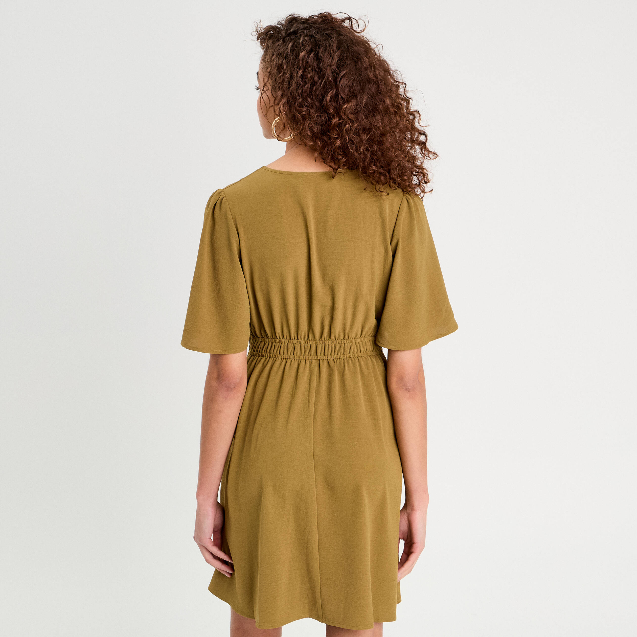 robe evasee taille elastiquee vert kaki femme Robe évasée taille élastiquée vert kaki femme