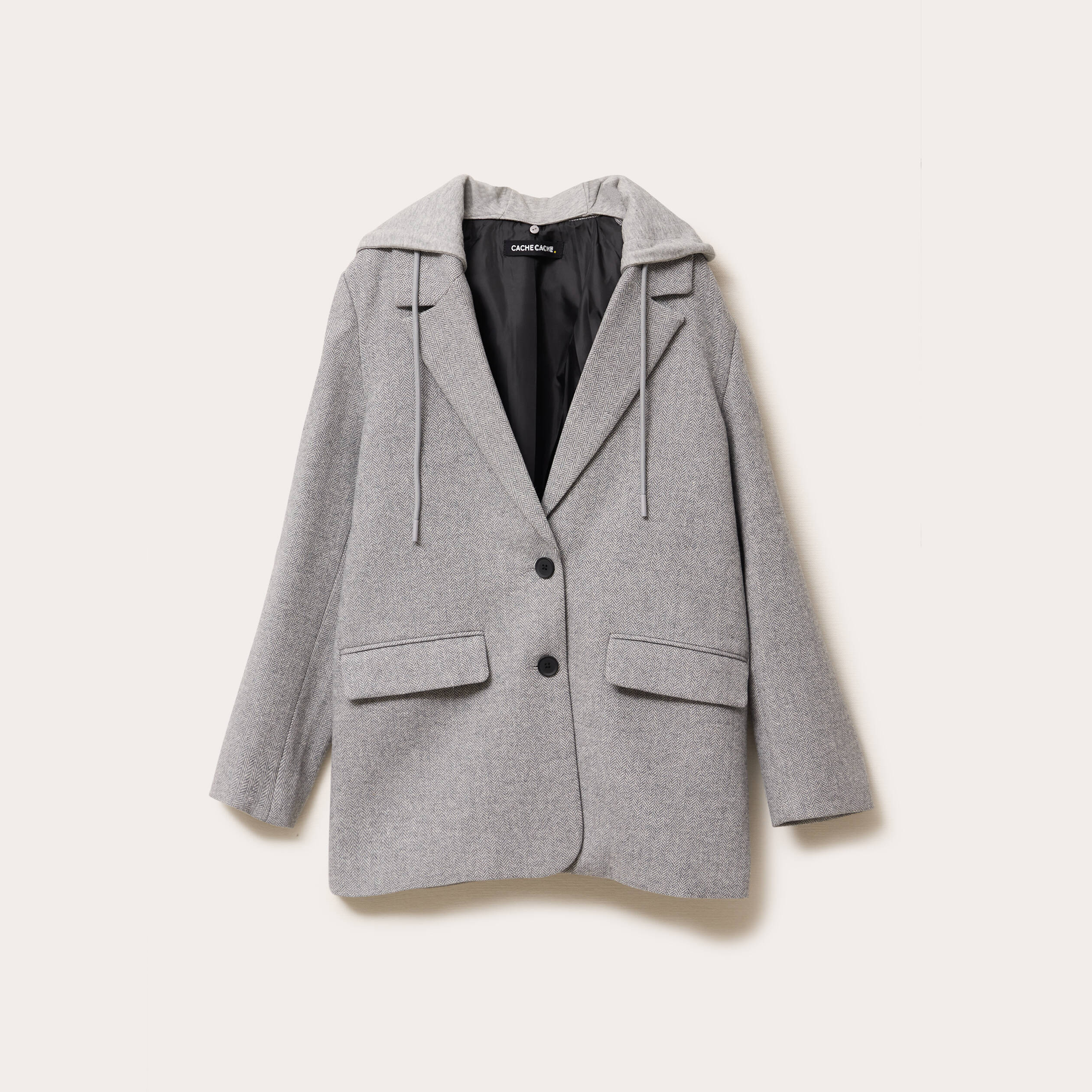 Blazer oversize capuche amovible gris clair femme Vibs