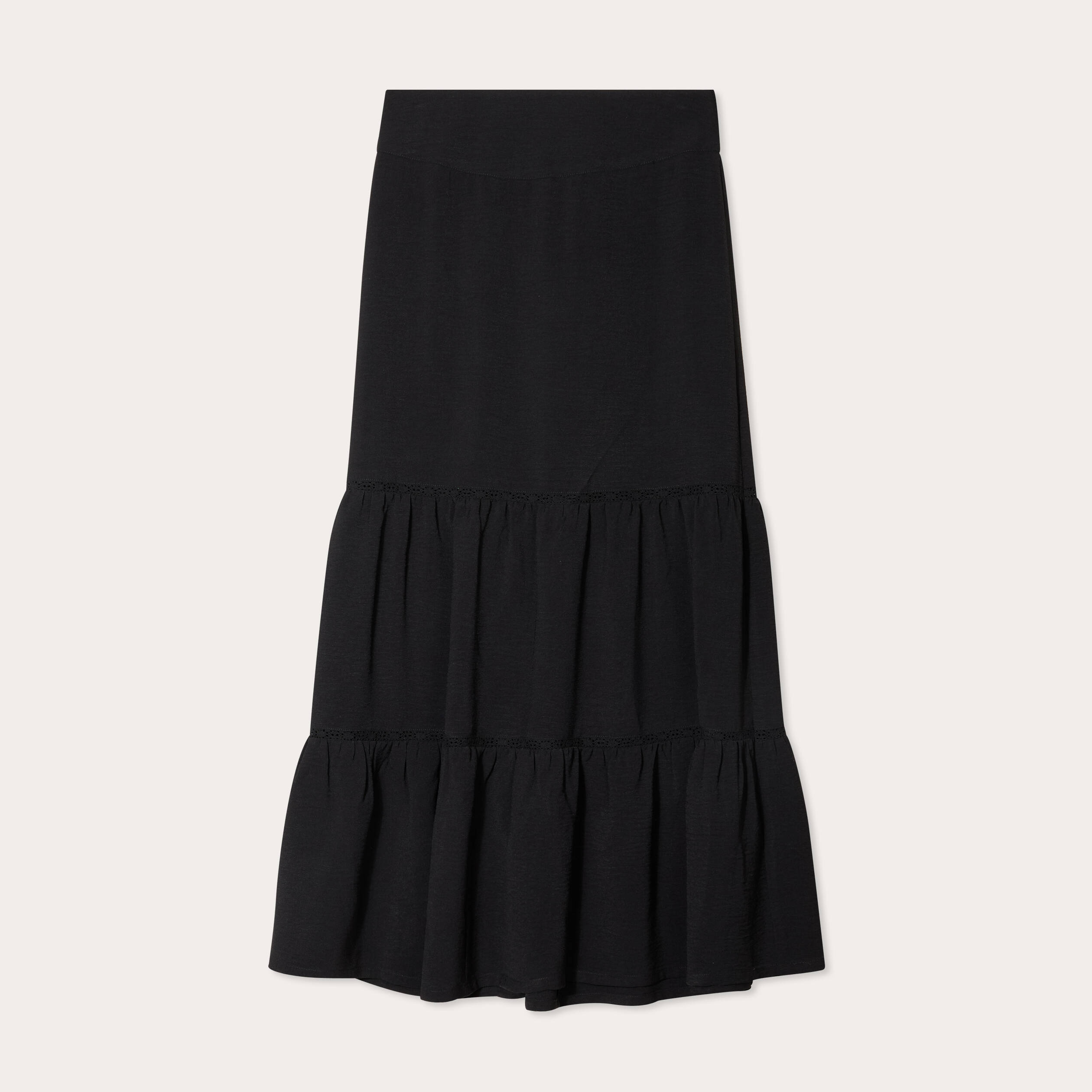 jupe longue evasee noir femme Jupe longue évasée noir femme