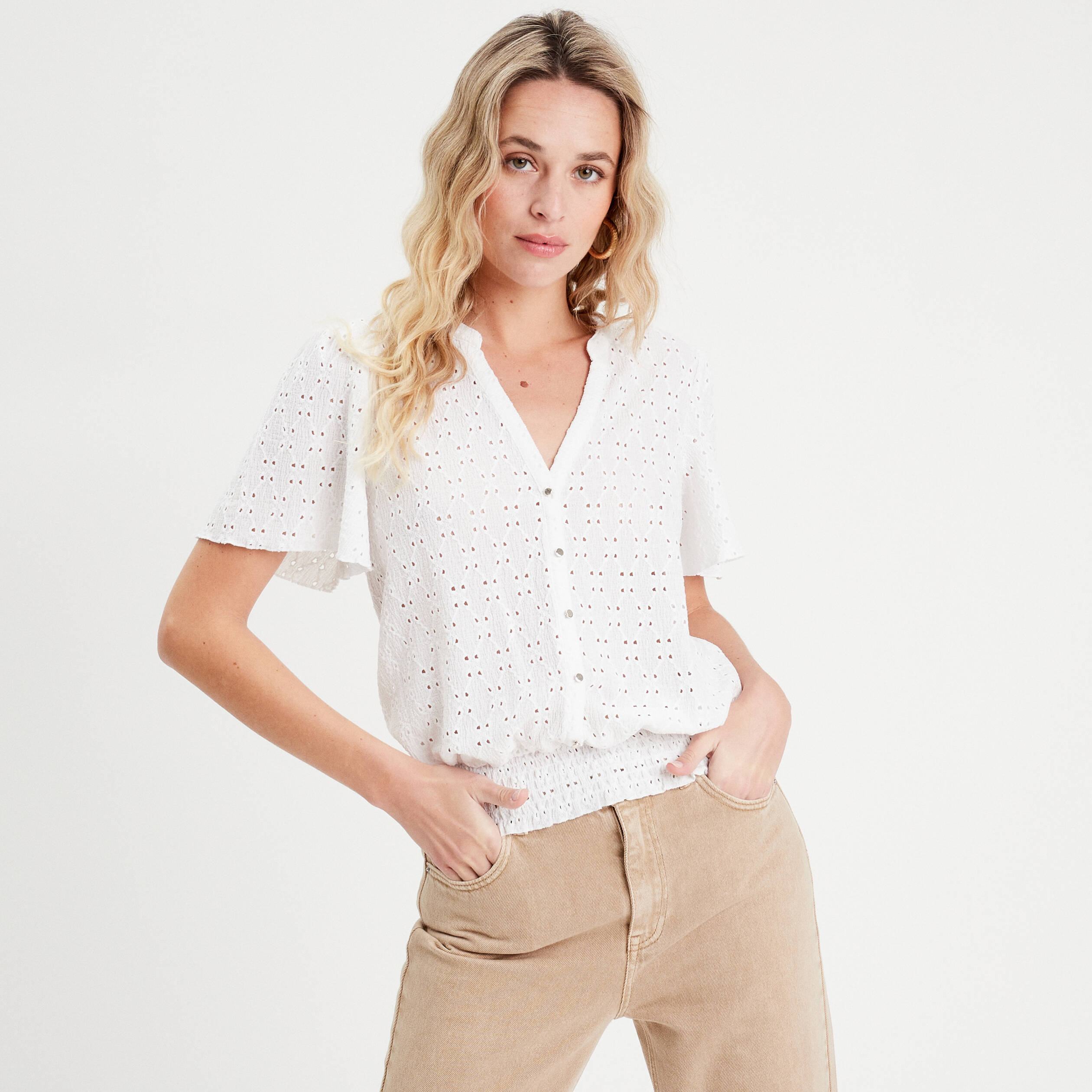t shirt manches courtes blanc femme T-shirt manches courtes blanc femme
