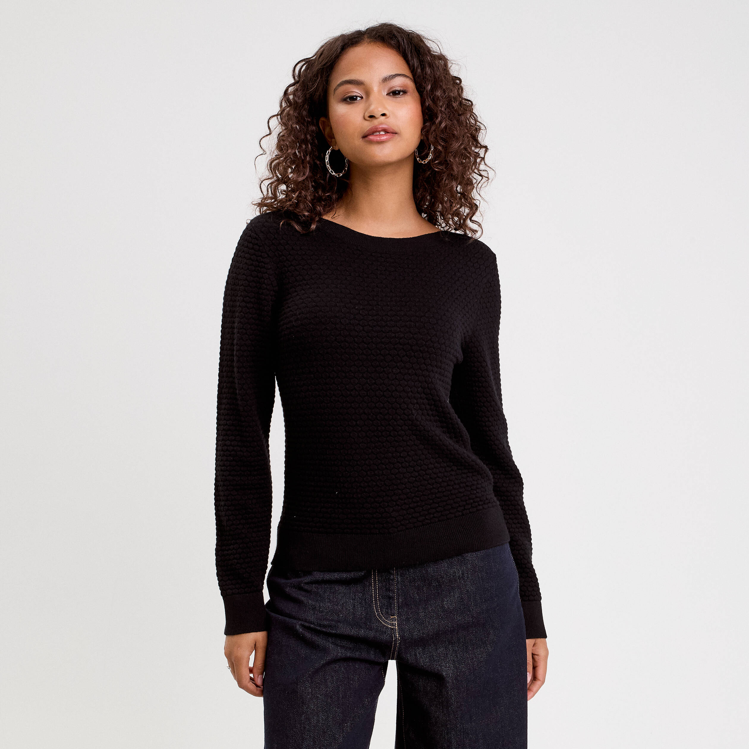 pull col bateau noir femme Pull col bateau noir femme
