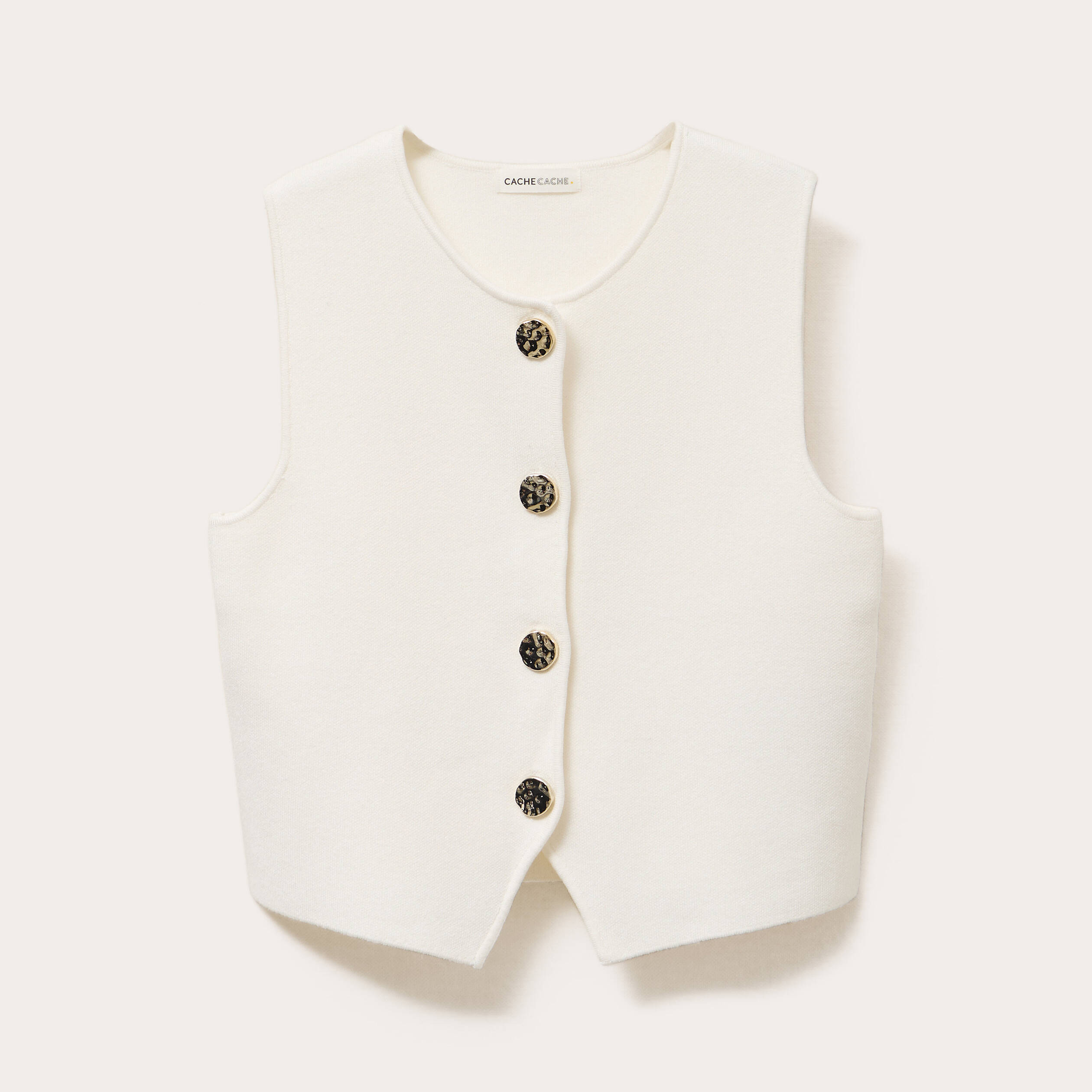 gilet sans manches cropped ecru femme Gilet sans manches cropped ecru femme
