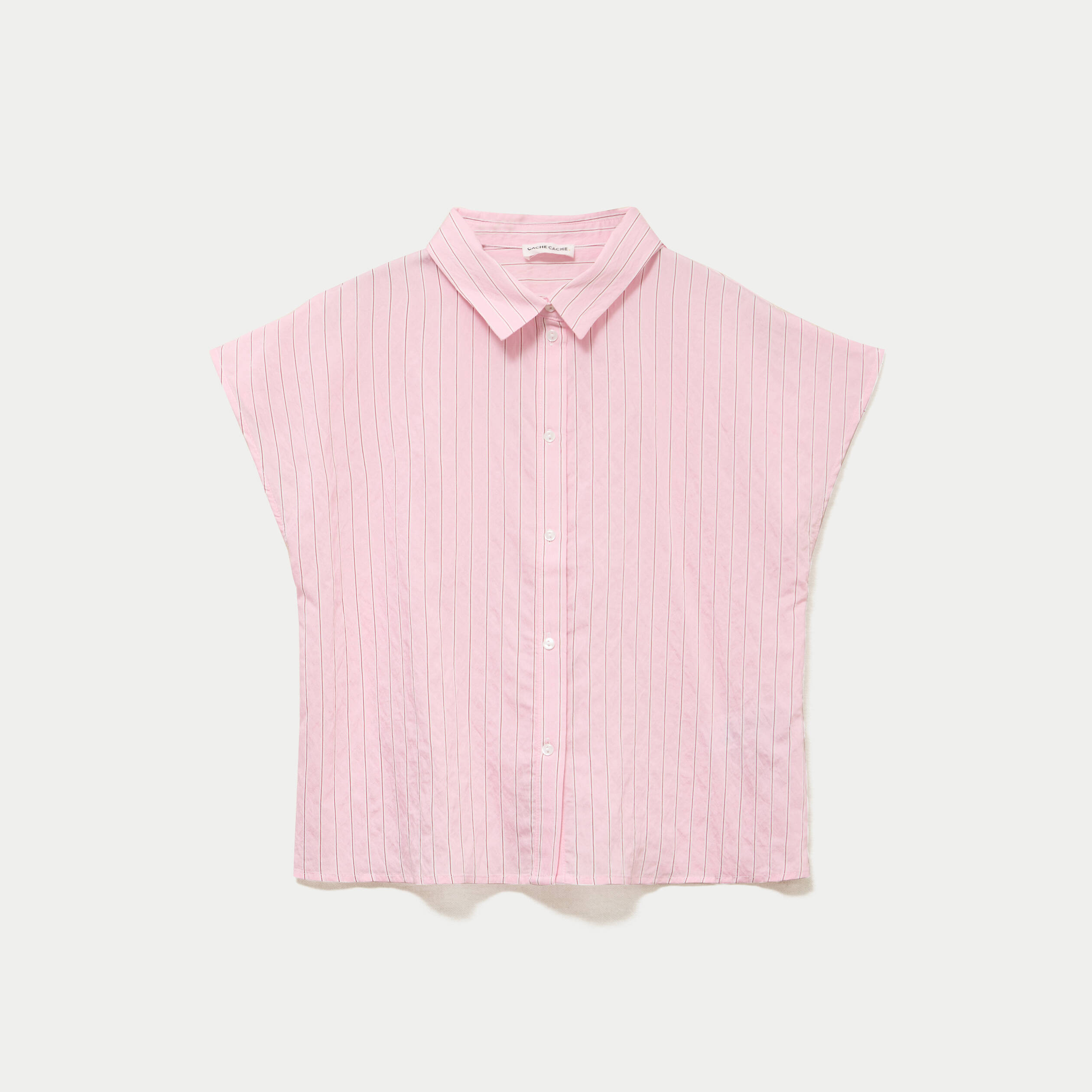 Chemise ample pliss&eacute;e manches courtes rose femme