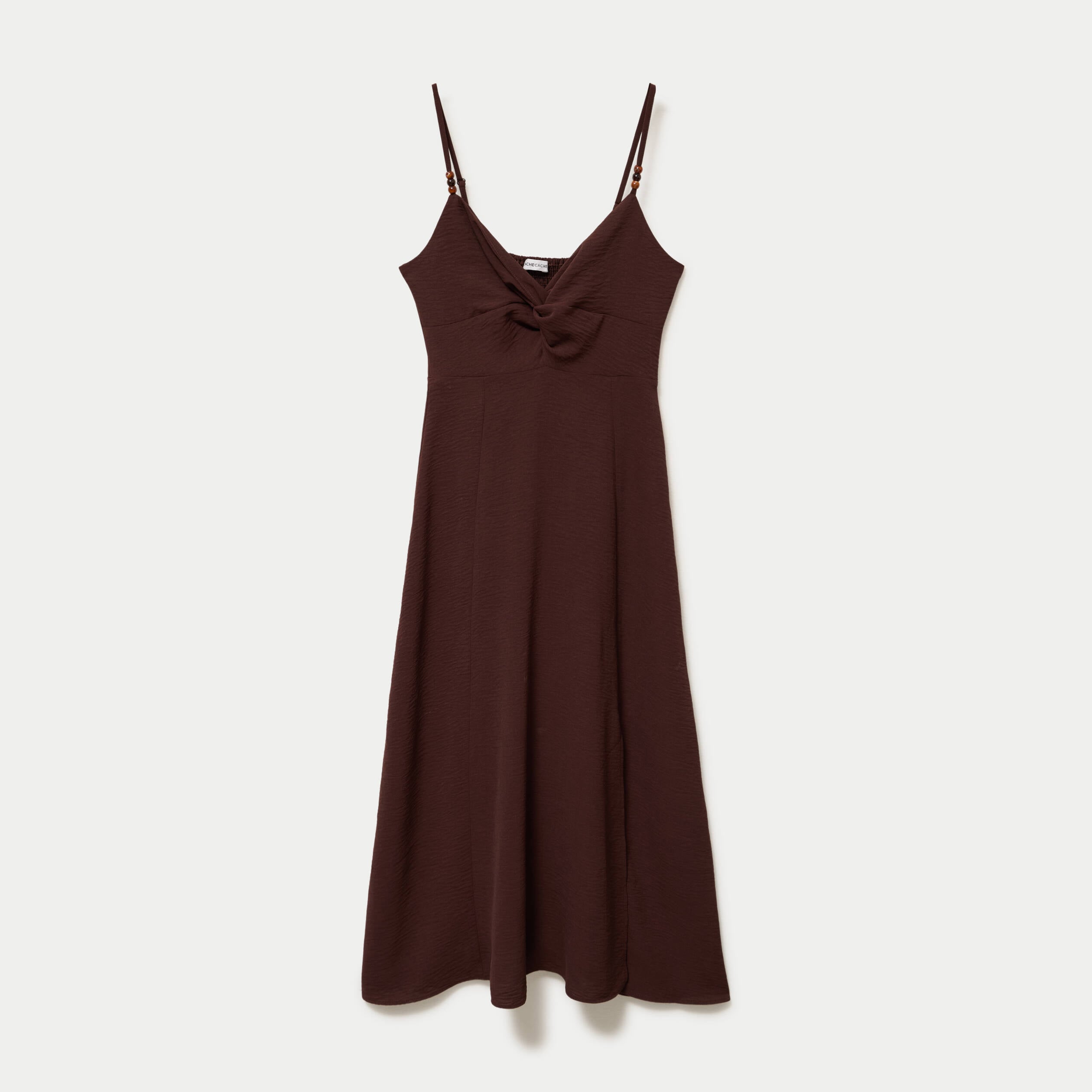 Robe longue &eacute;vas&eacute;e fendue marron femme