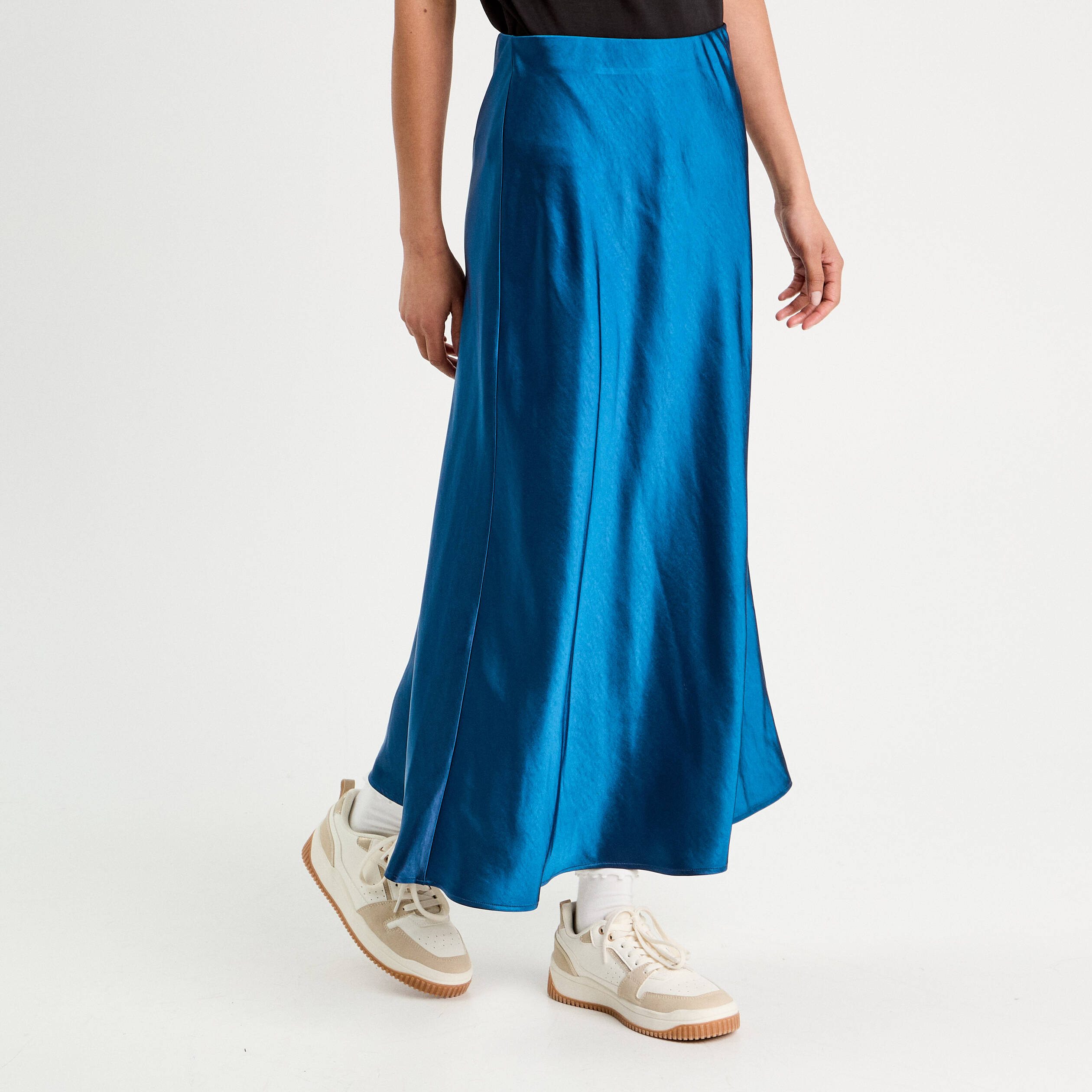 Amaranto T. 16 (44) Bleu Midi Jupe Droite et Crayon Viscose 100
