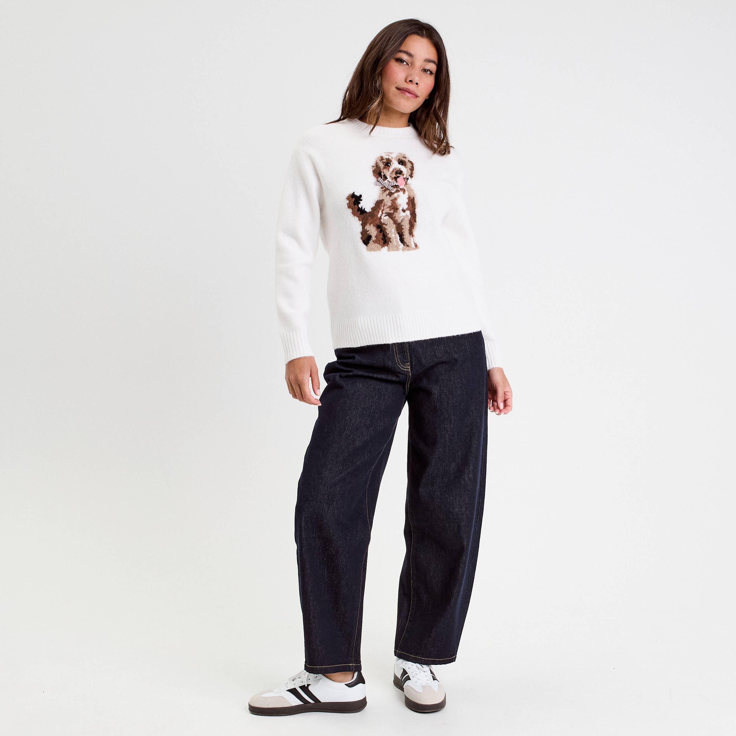 Pull manches longues ecru femme