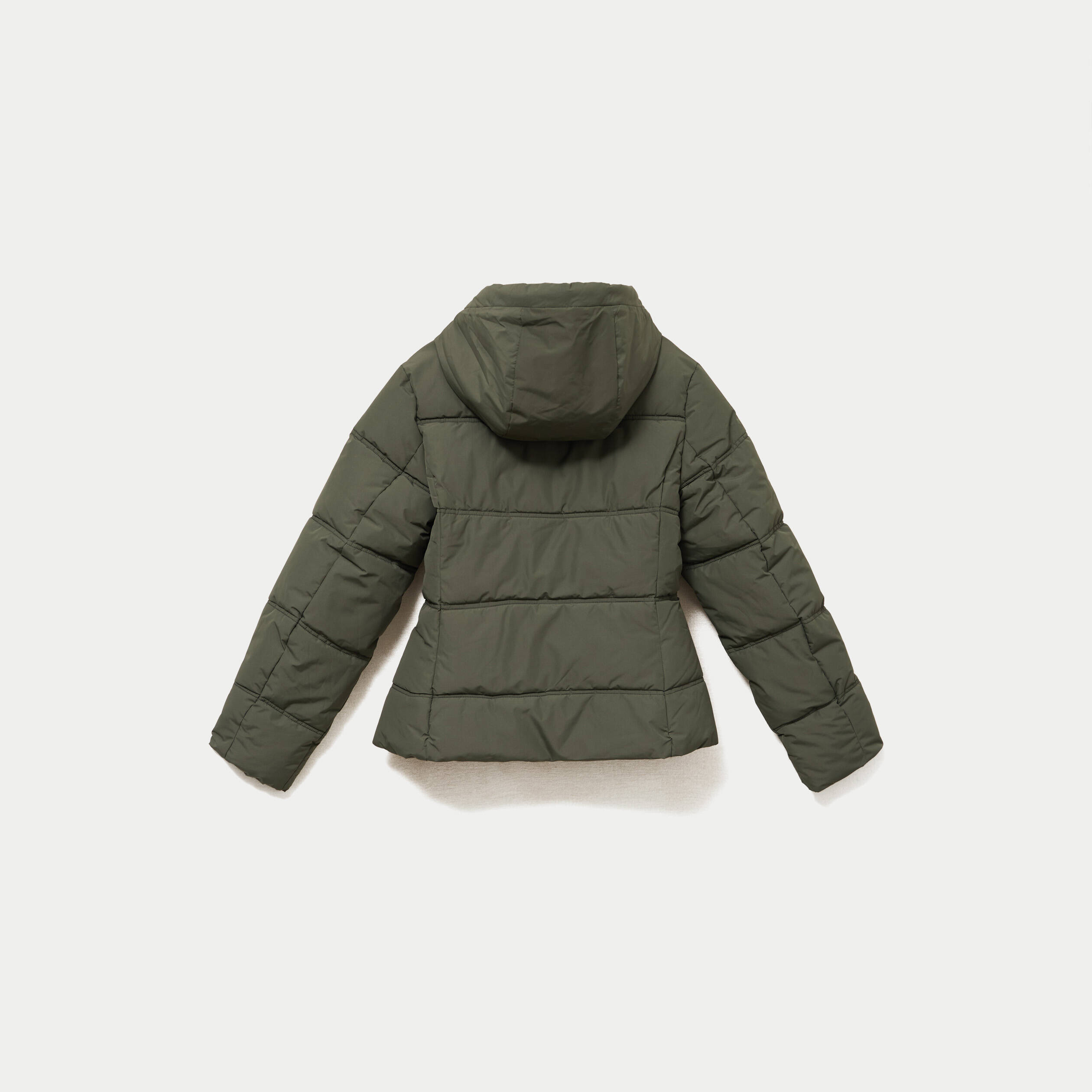 Doudoune cintr&eacute;e &agrave; capuche vert kaki femme