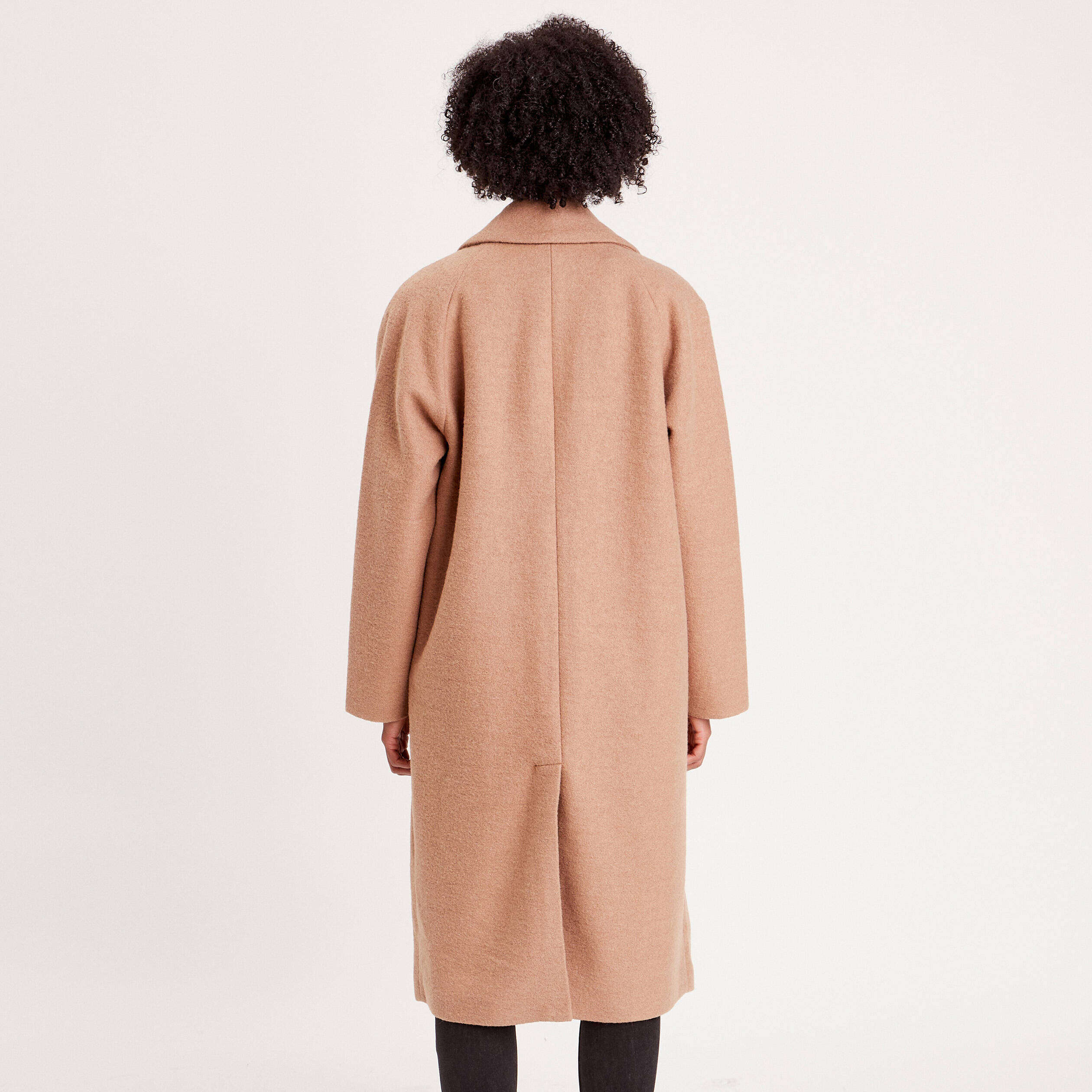 Manteau long oversize camel femme