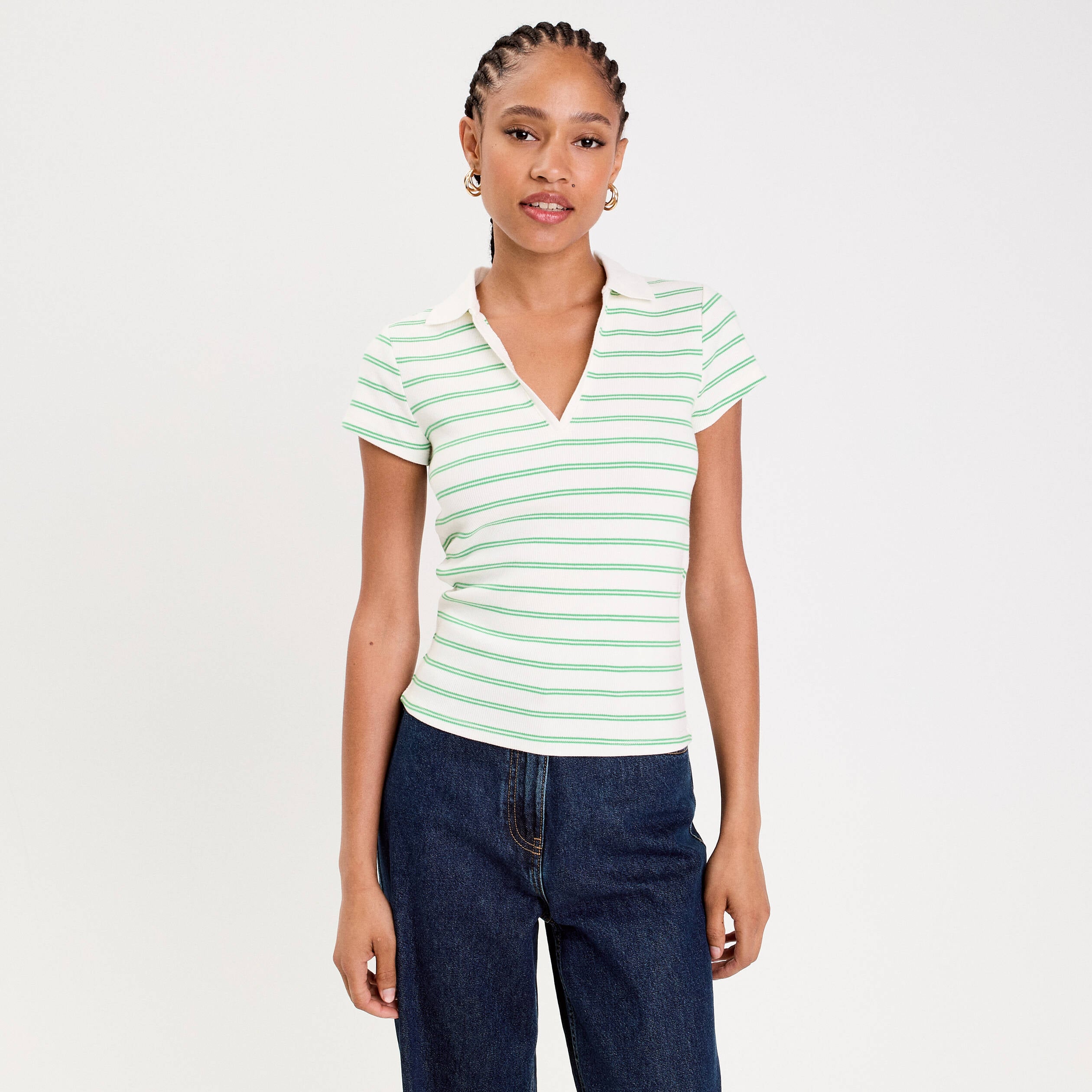 Polo col chemise manches courtes vert femme