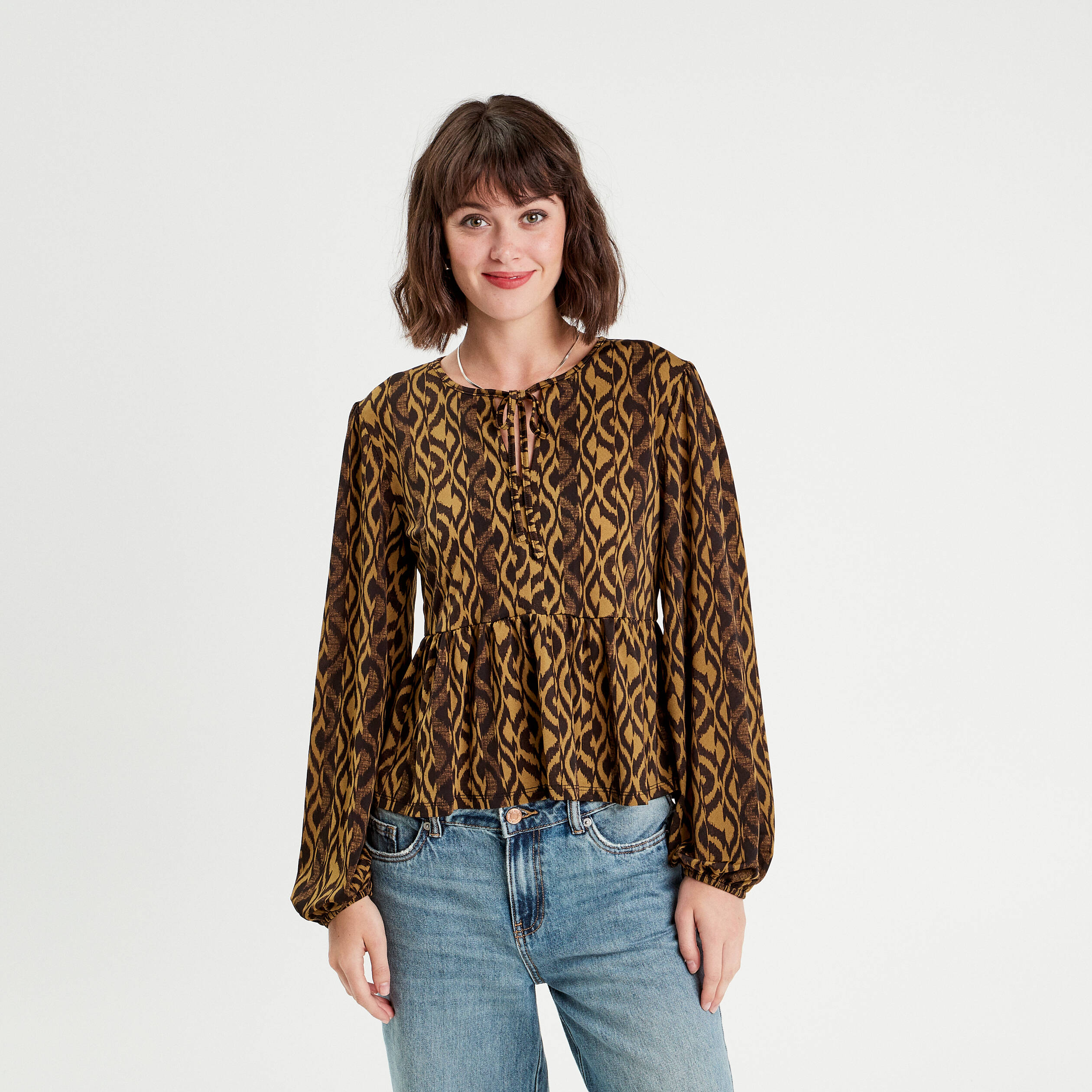 blouse manches longues marron femme Blouse manches longues marron femme