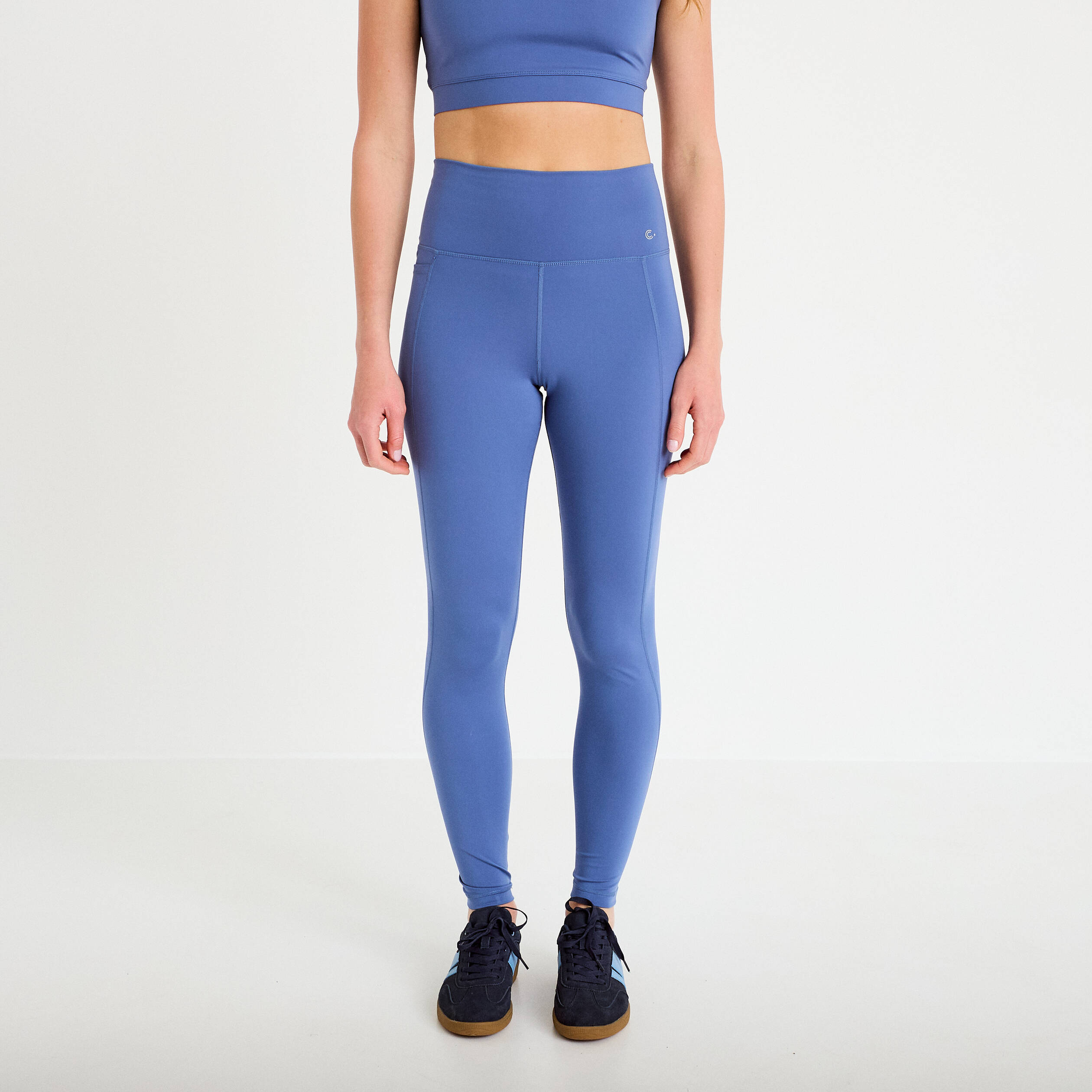 Legging taille haute bleu fonc&eacute; femme
