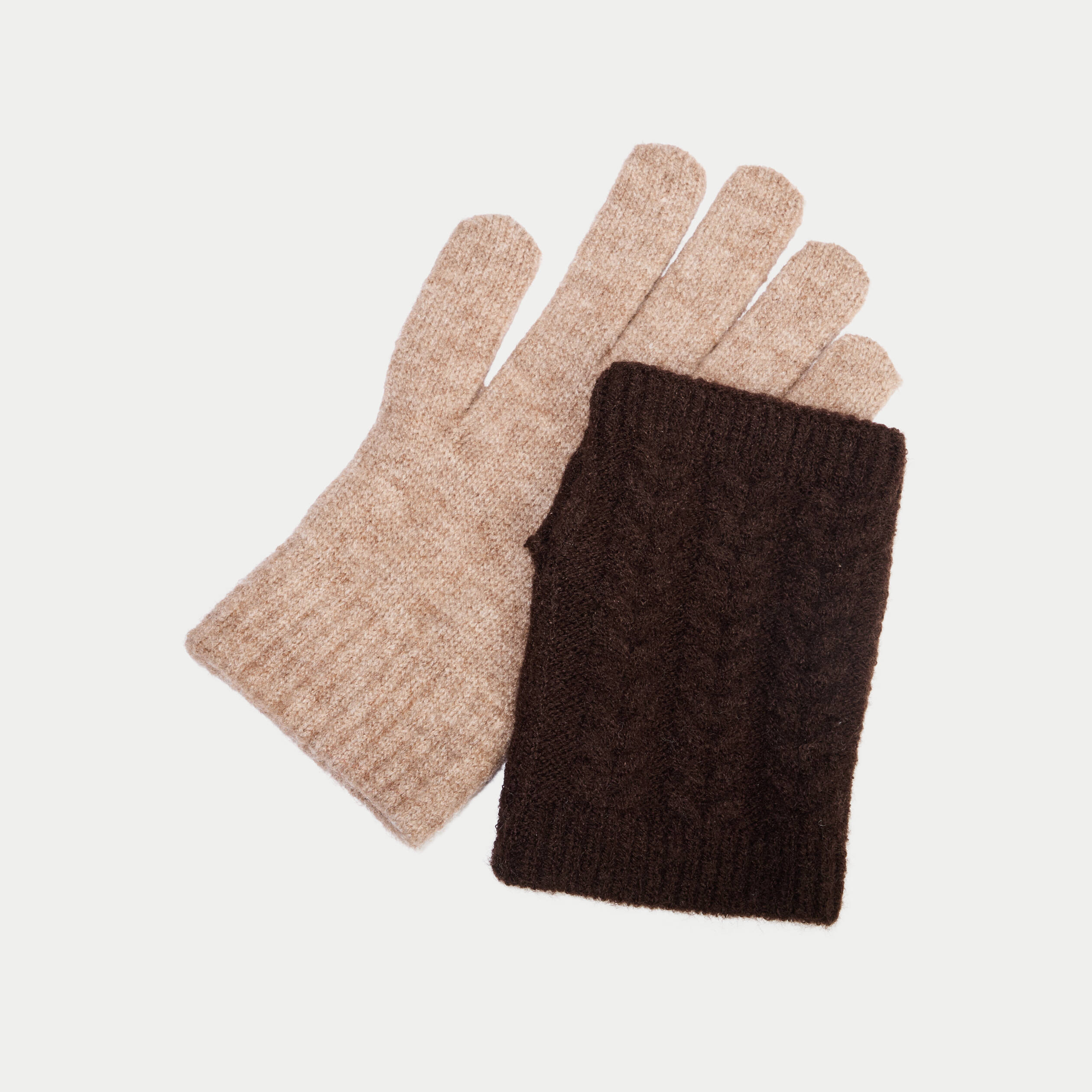 Gants mitaines 2-en-1 taupe femme