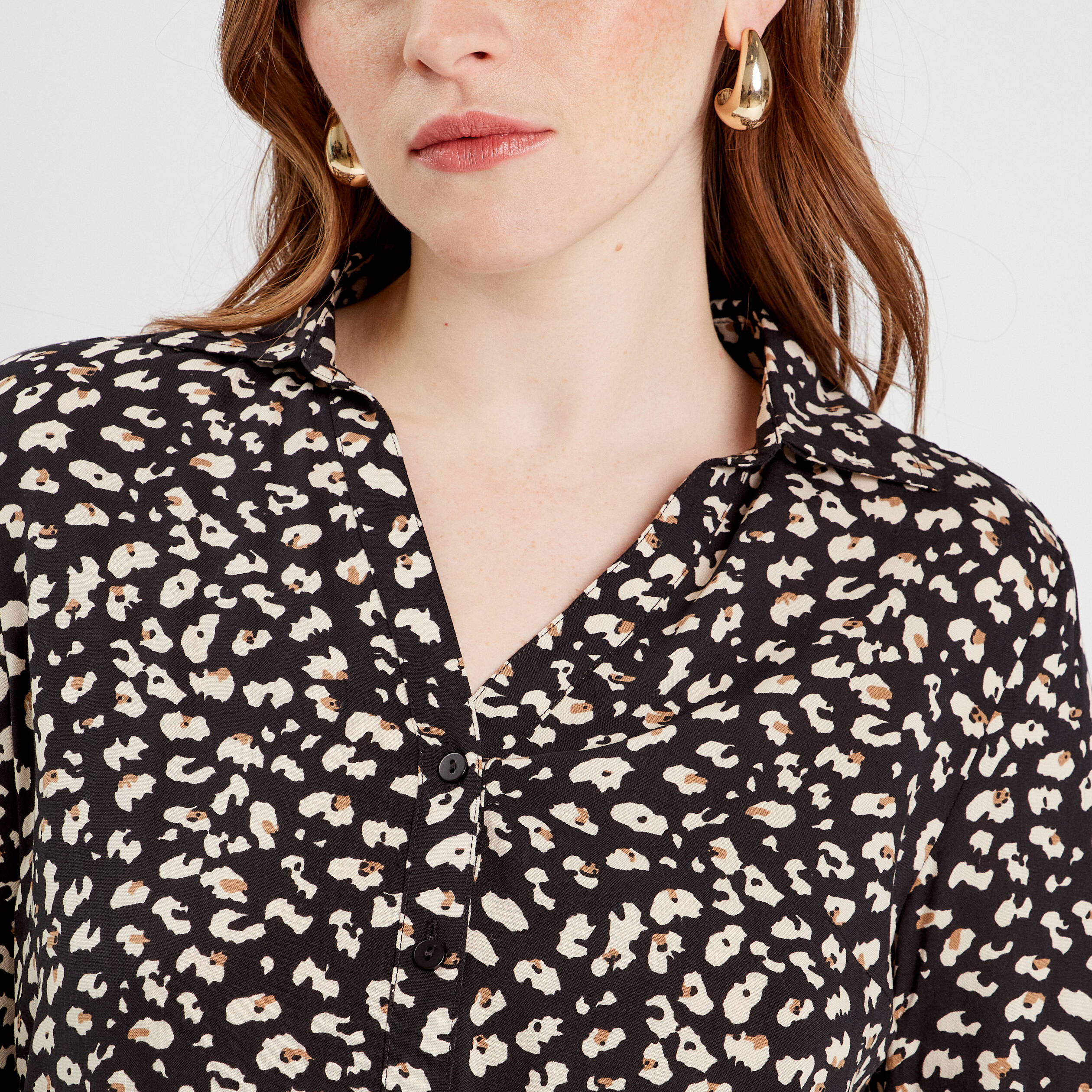 Chemise manches longues noir femme